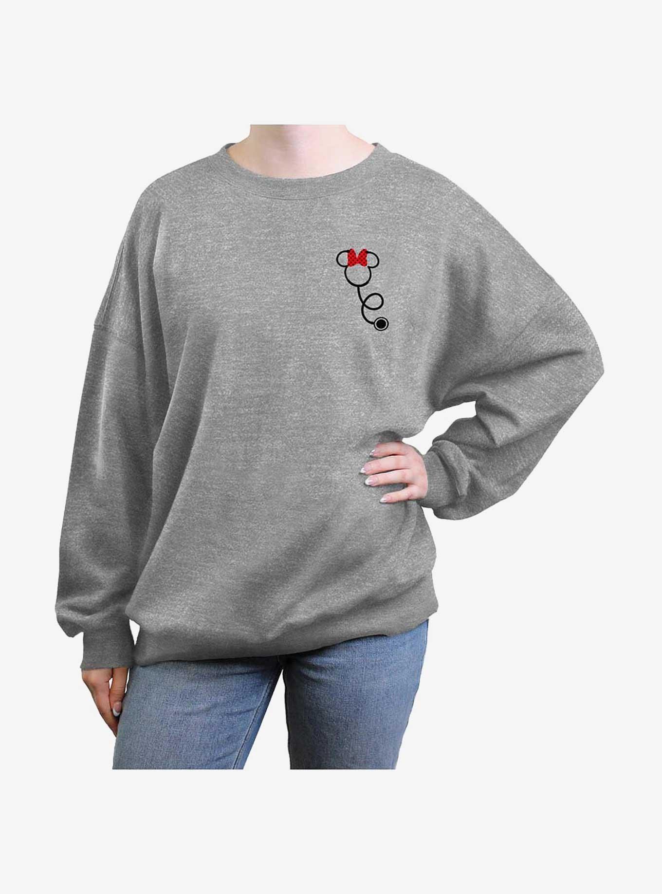 Disney Minnie Mouse Minnie Stethoscope Pocket Girls Oversized Sweatshirt, HEATHER GR, hi-res