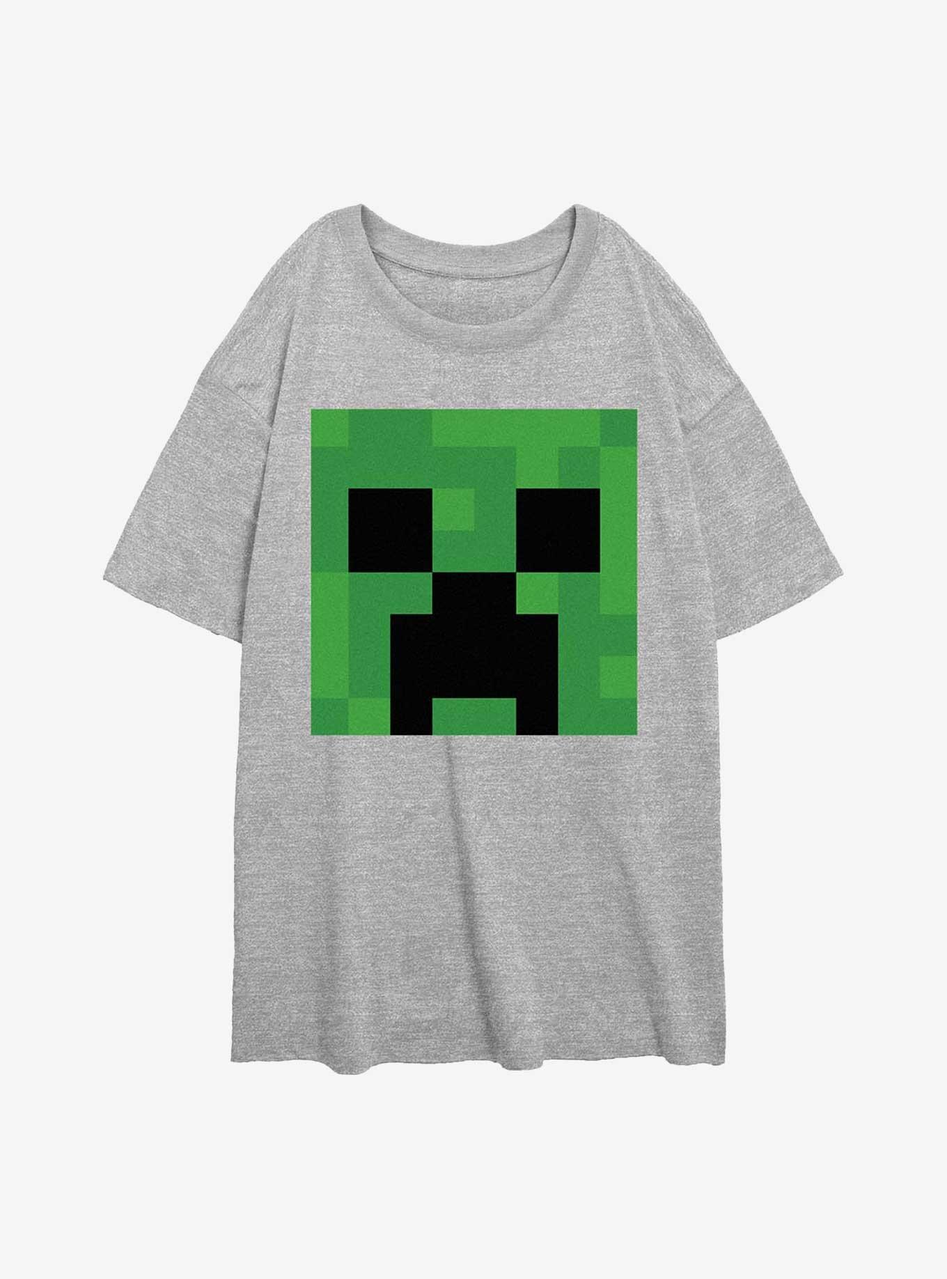 Minecraft Creeper Big Face Girls Oversized T-Shirt, ATH HTR, hi-res