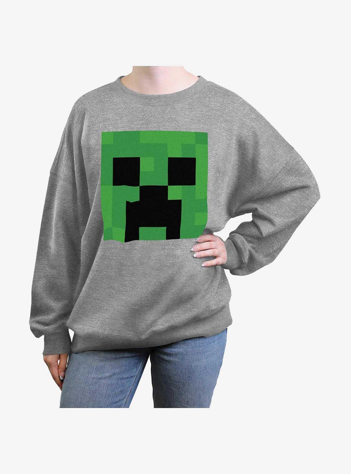 Minecraft Creeper Big Face Girls Oversized Sweatshirt