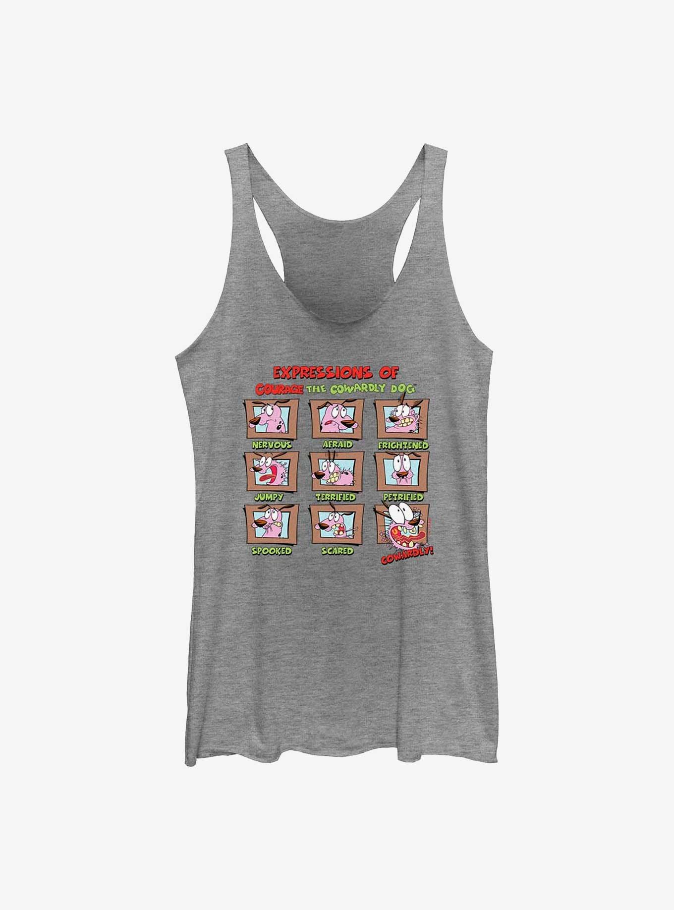 Courage the Cowardly Dog Cowardly Expressions Girls Tank, GRAY HTR, hi-res