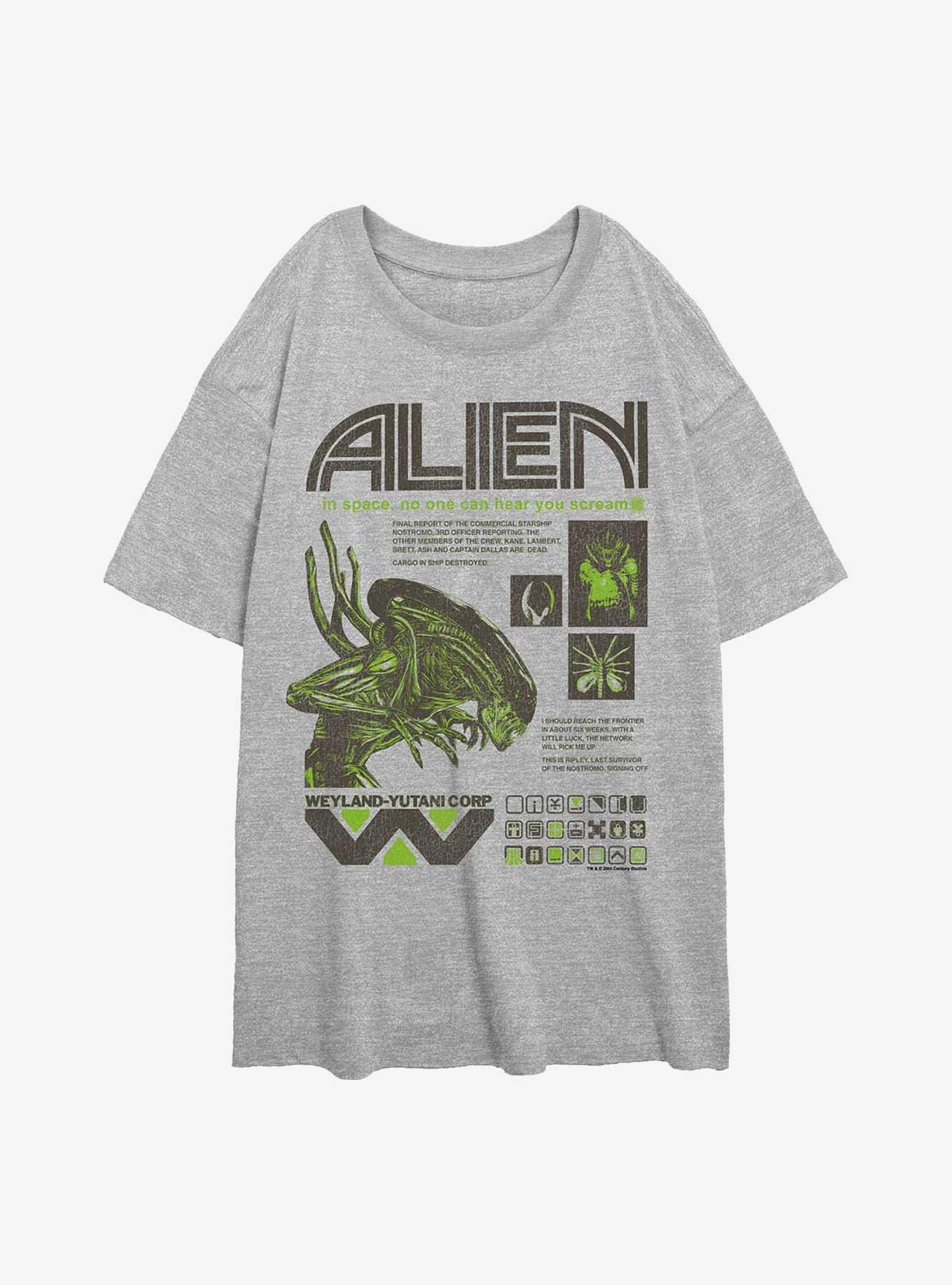 Alien Quotes Girls Oversized T-Shirt, ATH HTR, hi-res