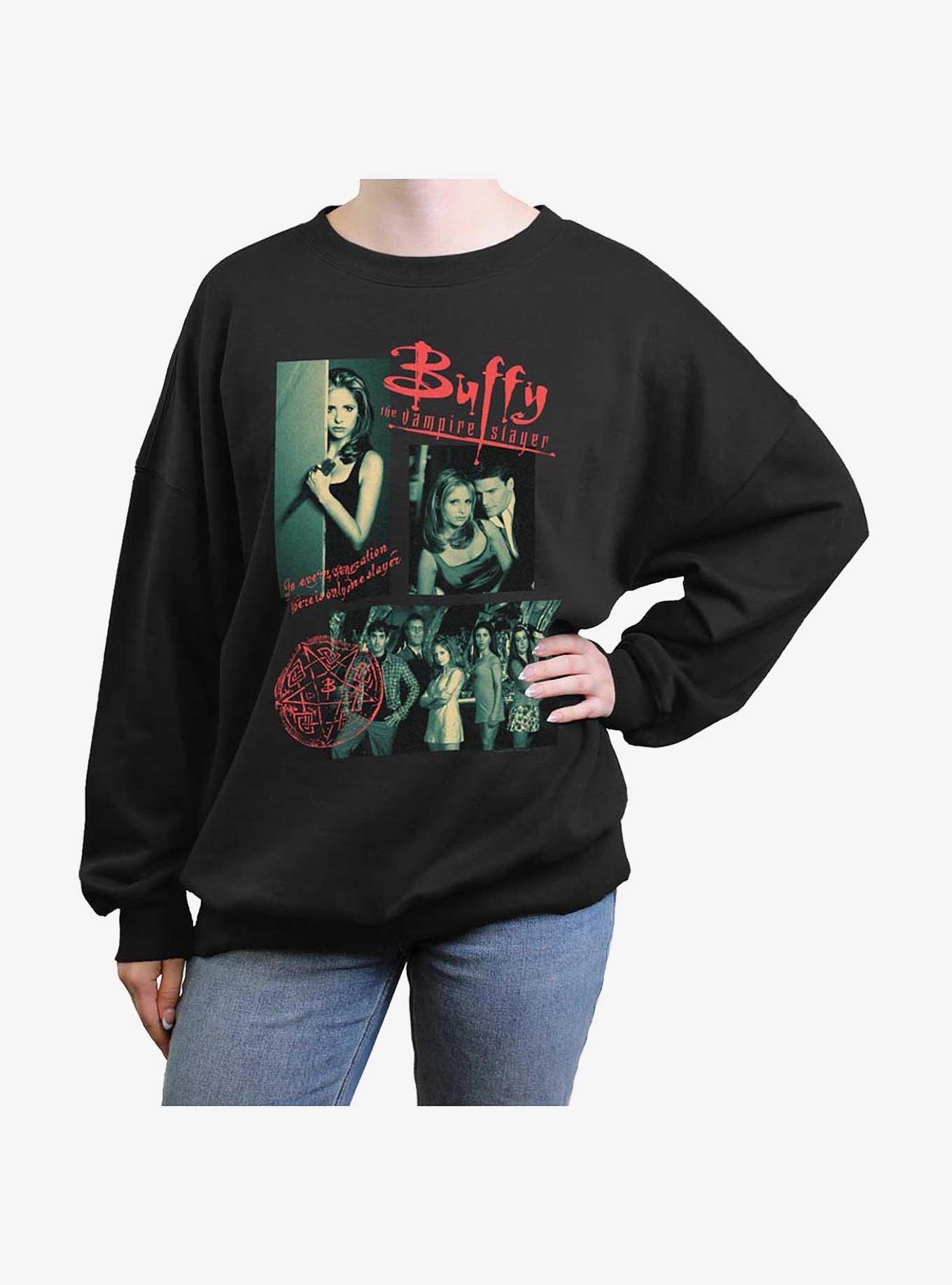 Buffy The Vampire Slayer Multi Image Girls Oversized Sweatshirt