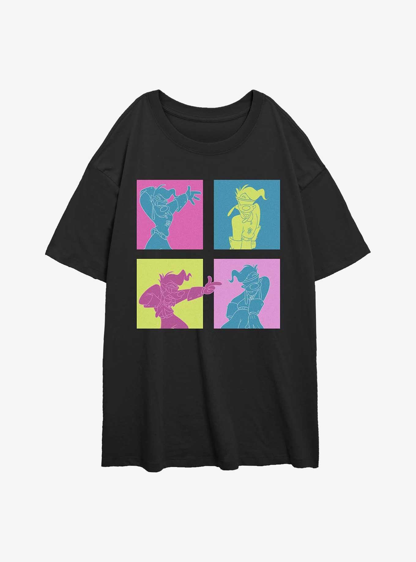 Disney Goofy Neon Grid Girls Oversized T-Shirt, BLACK, hi-res
