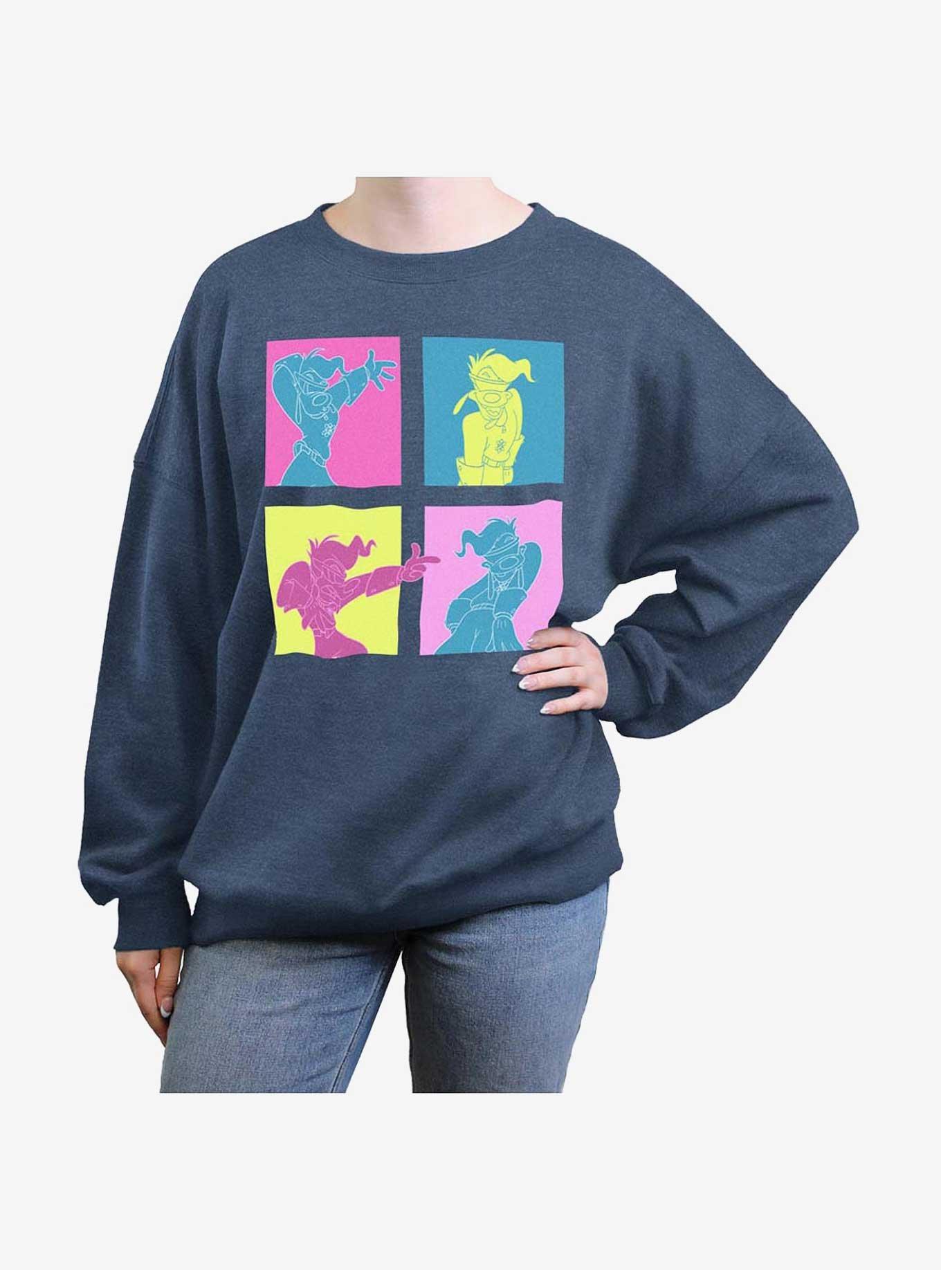 Disney Goofy Neon Grid Girls Oversized Sweatshirt, , hi-res