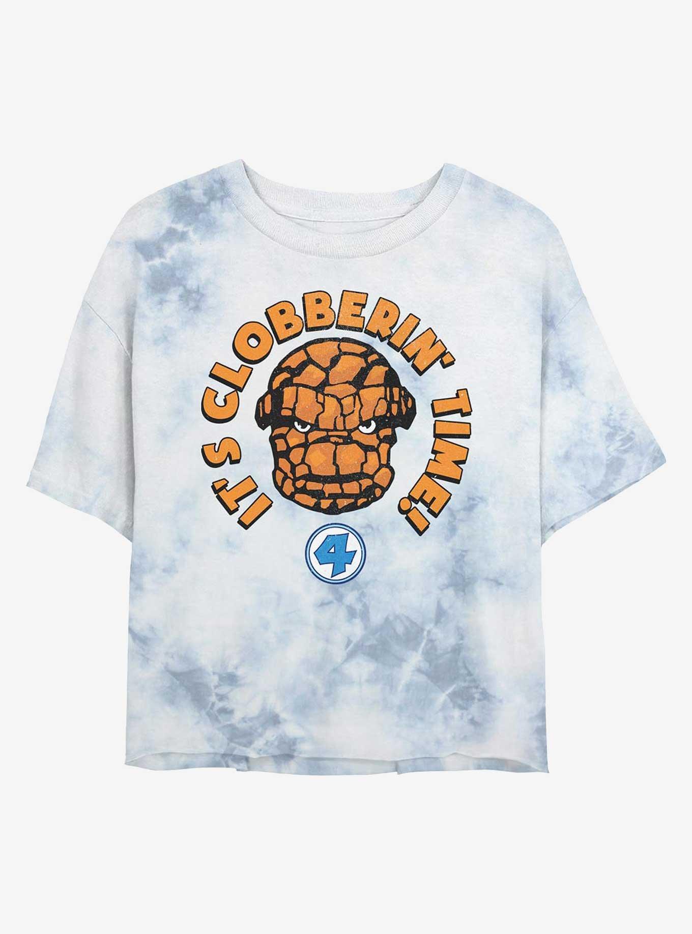 Marvel Fantastic Four Clobberin' Time Girls Tie-Dye Crop T-Shirt, WHITEBLUE, hi-res