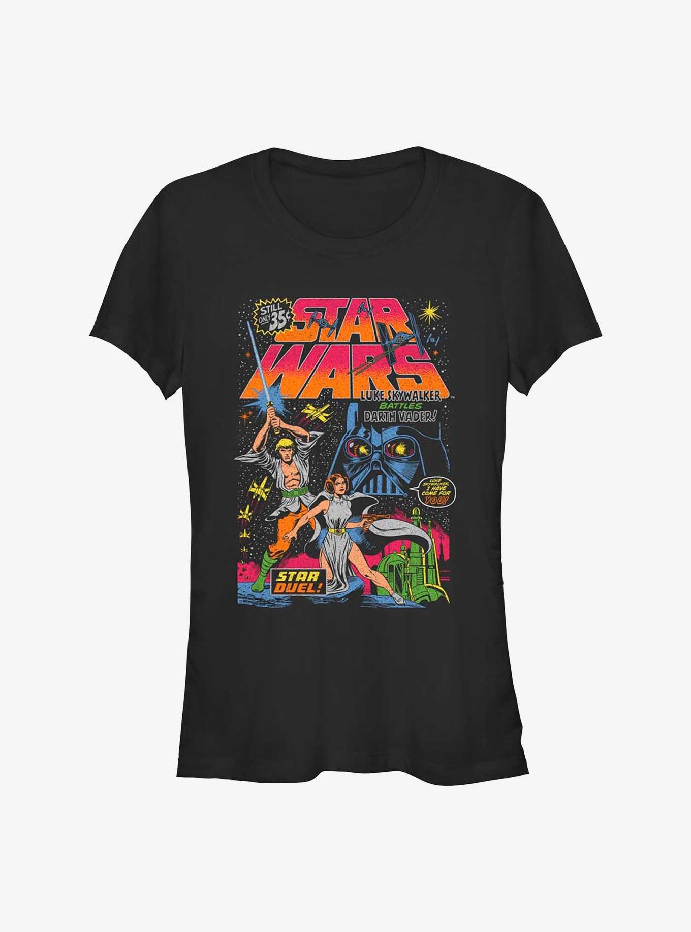 Star Wars Neon Star Duel Girls T-Shirt, BLACK, hi-res