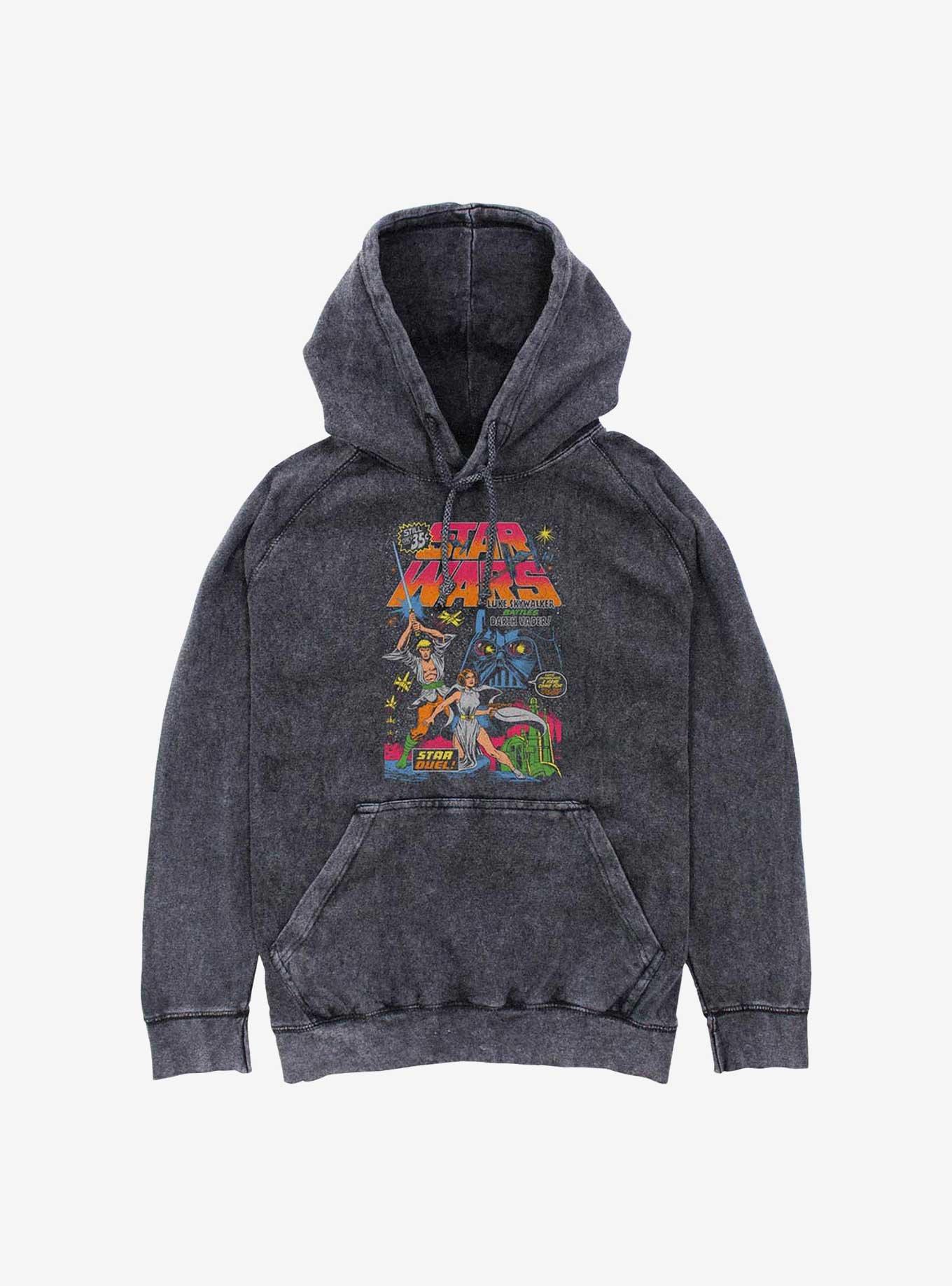 Star Wars Neon Star Duel Mineral Wash Hoodie, BLACK, hi-res