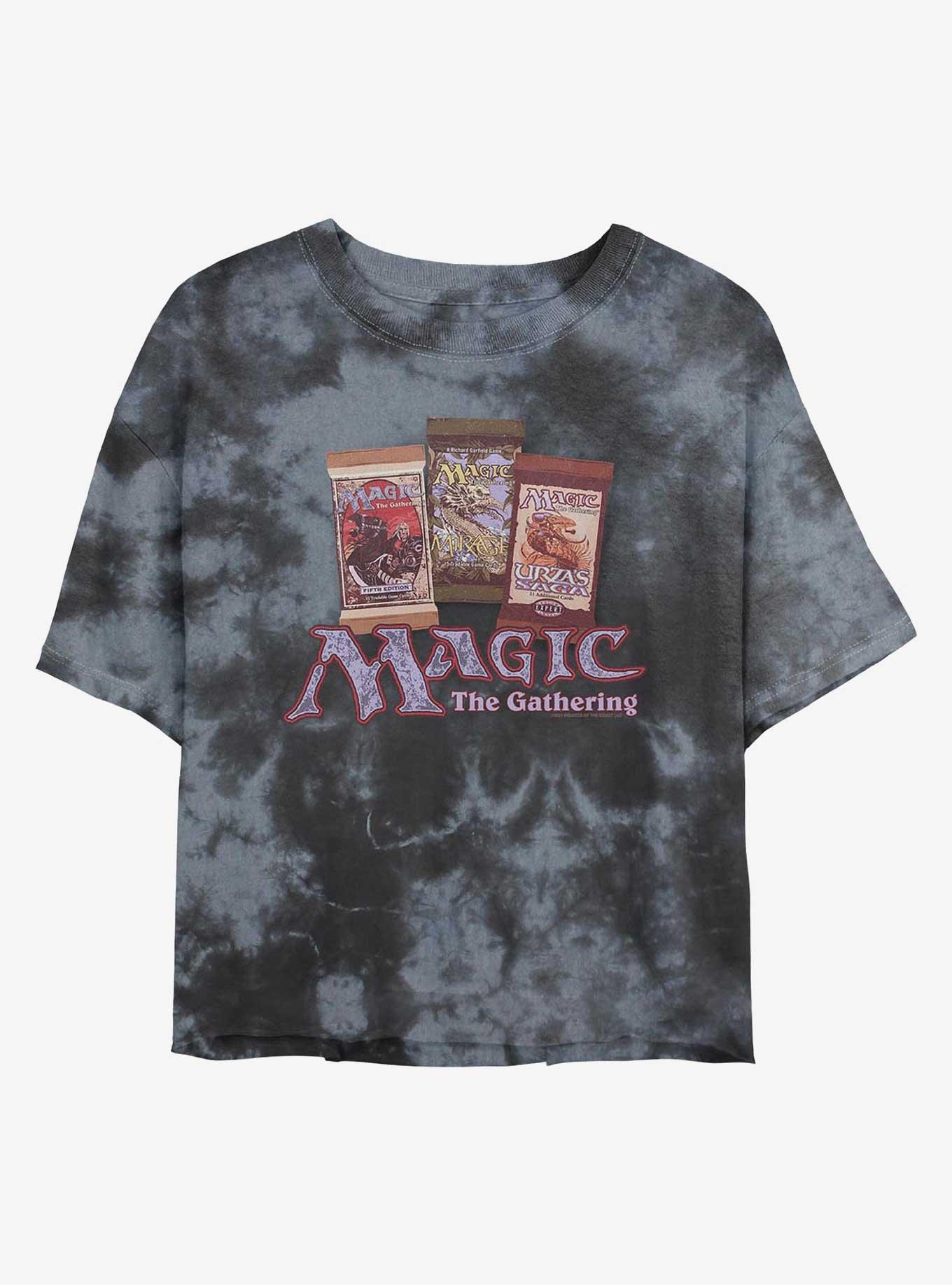 Magic: The Gathering Card Packs Girls Tie-Dye Crop T-Shirt, BLKCHAR, hi-res