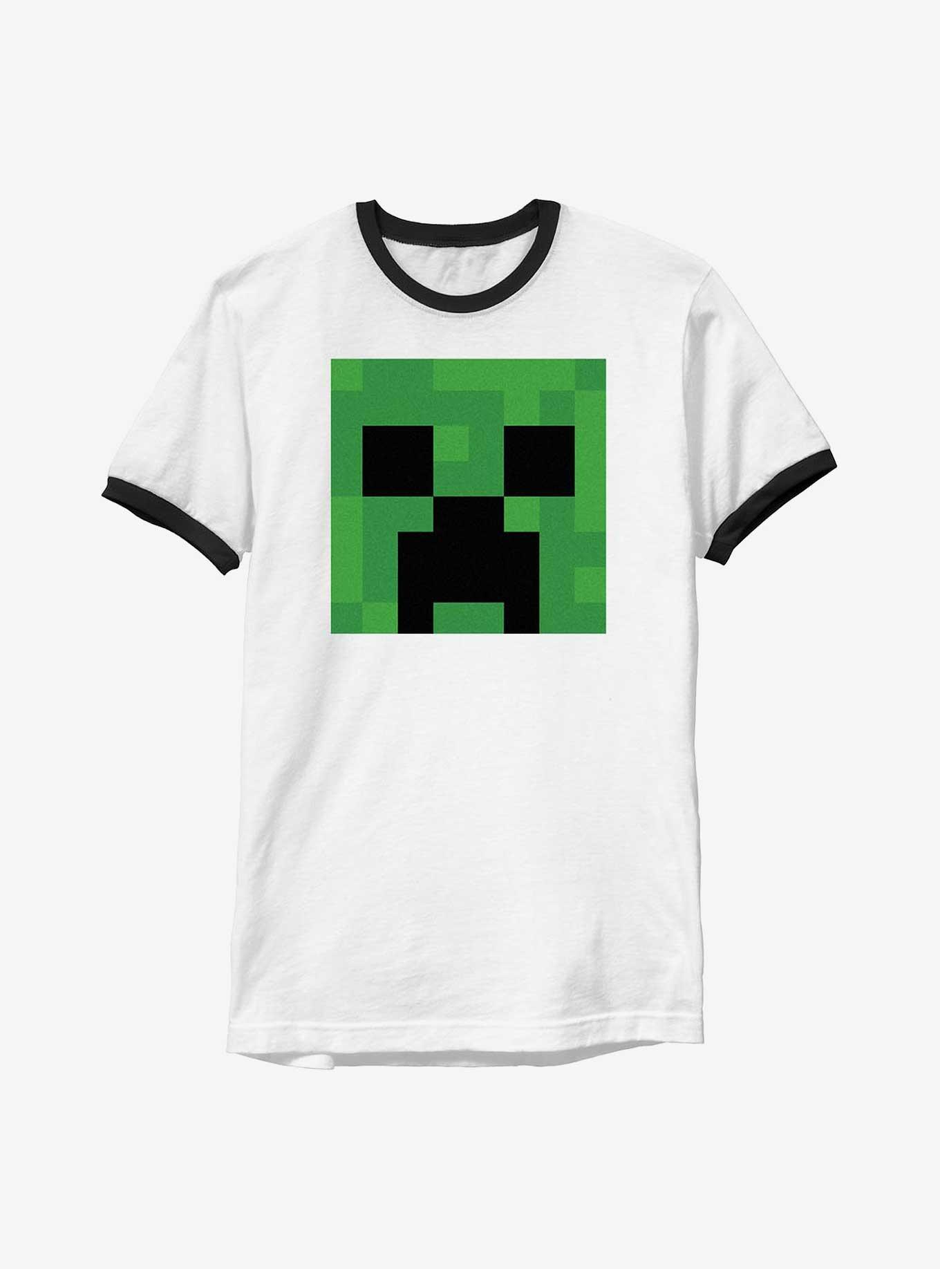 Minecraft Creeper Big Face Ringer T-Shirt, WHTBLK, hi-res