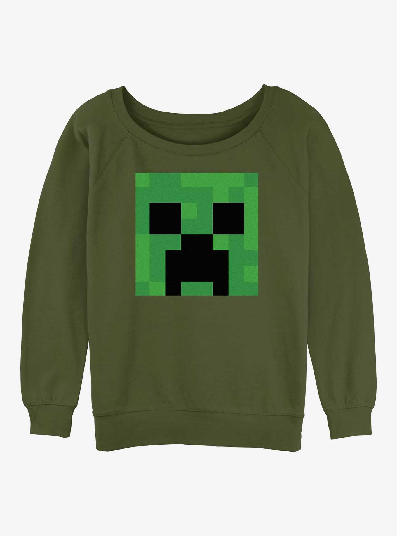 Minecraft Creeper Big Face Girls Slouchy Sweatshirt