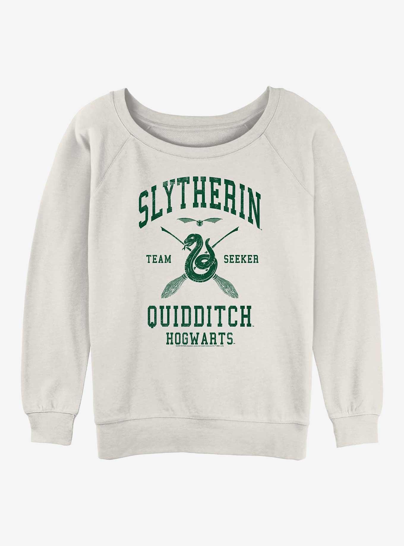 Harry Potter Slytherin Quidditch Seeker Girls Slouchy Sweatshirt, EGRET, hi-res
