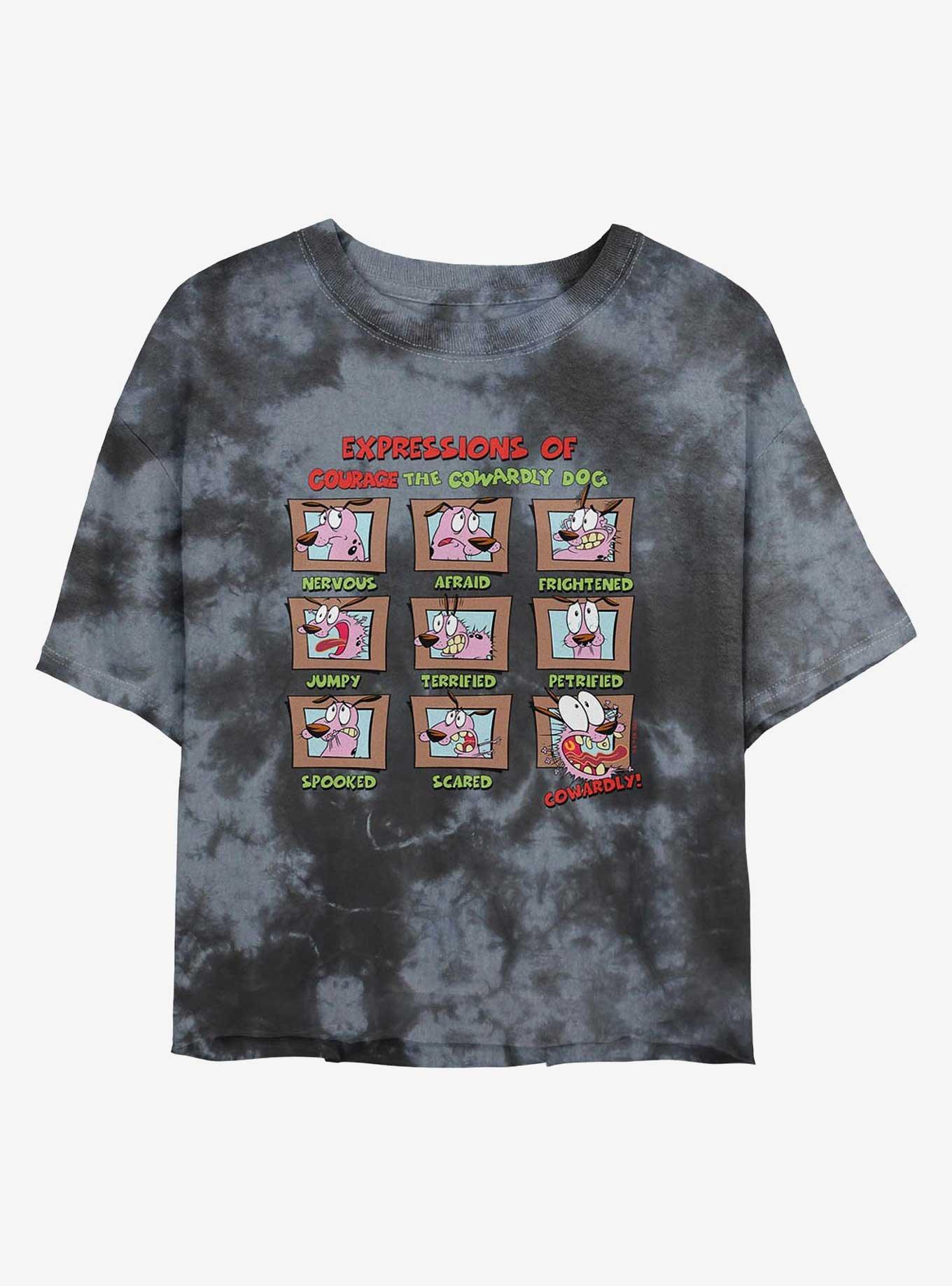 Courage the Cowardly Dog Cowardly Expressions Girls Tie-Dye Crop T-Shirt, , hi-res
