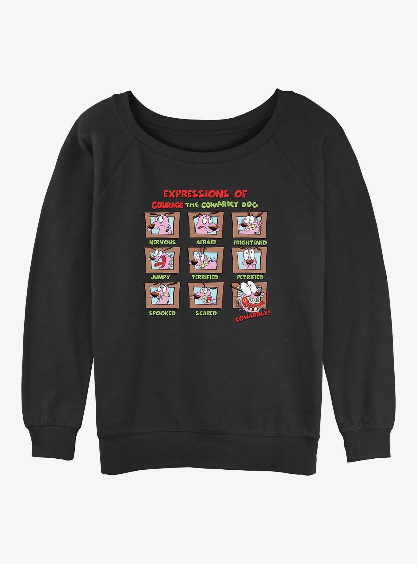 Courage the Cowardly Dog Cowardly Expressions Girls Slouchy Sweatshirt, , hi-res