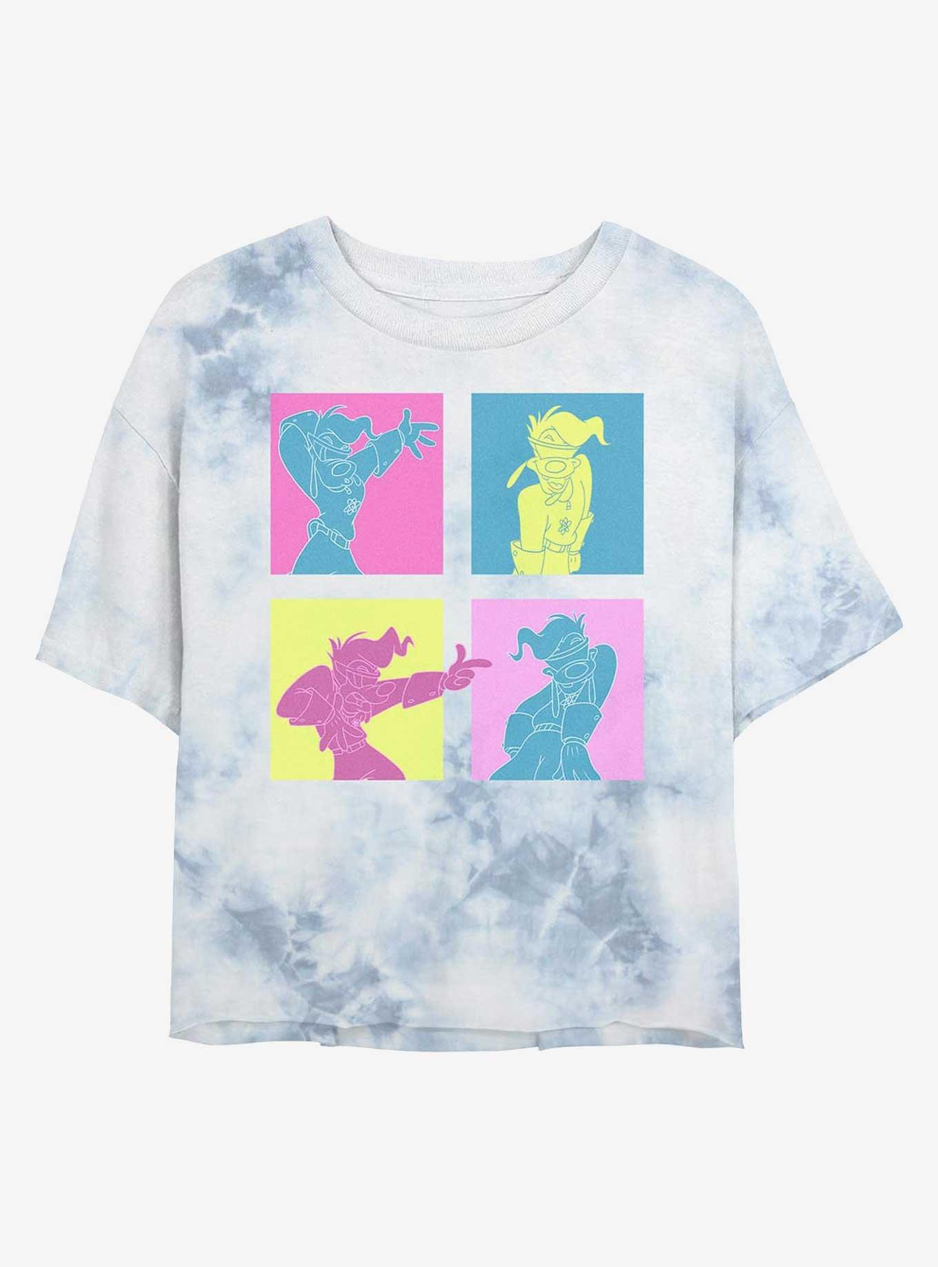 Disney Goofy Neon Grid Girls Tie-Dye Crop T-Shirt, WHITEBLUE, hi-res