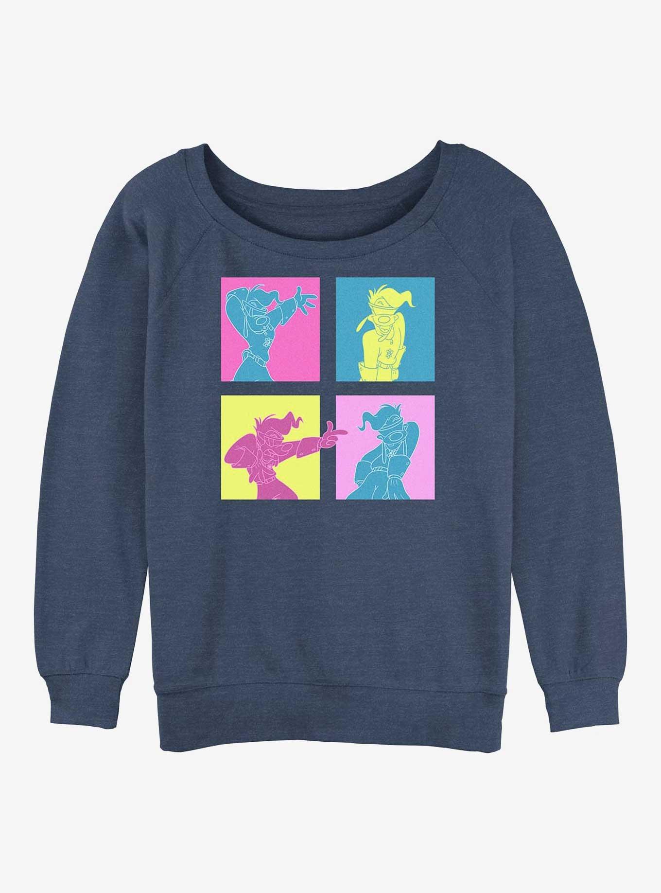 Disney Goofy Neon Grid Girls Slouchy Sweatshirt, , hi-res