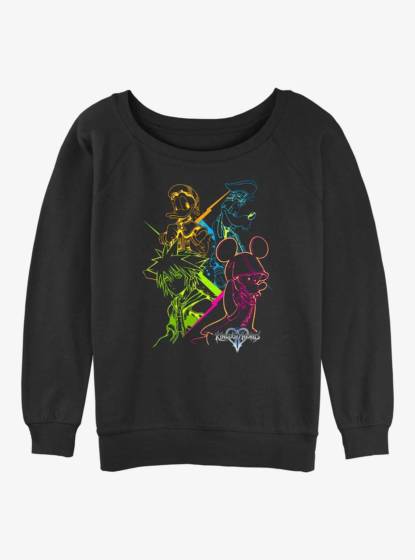 Disney Kingdom Hearts Kingdom Neon Color Girls Slouchy Sweatshirt, , hi-res