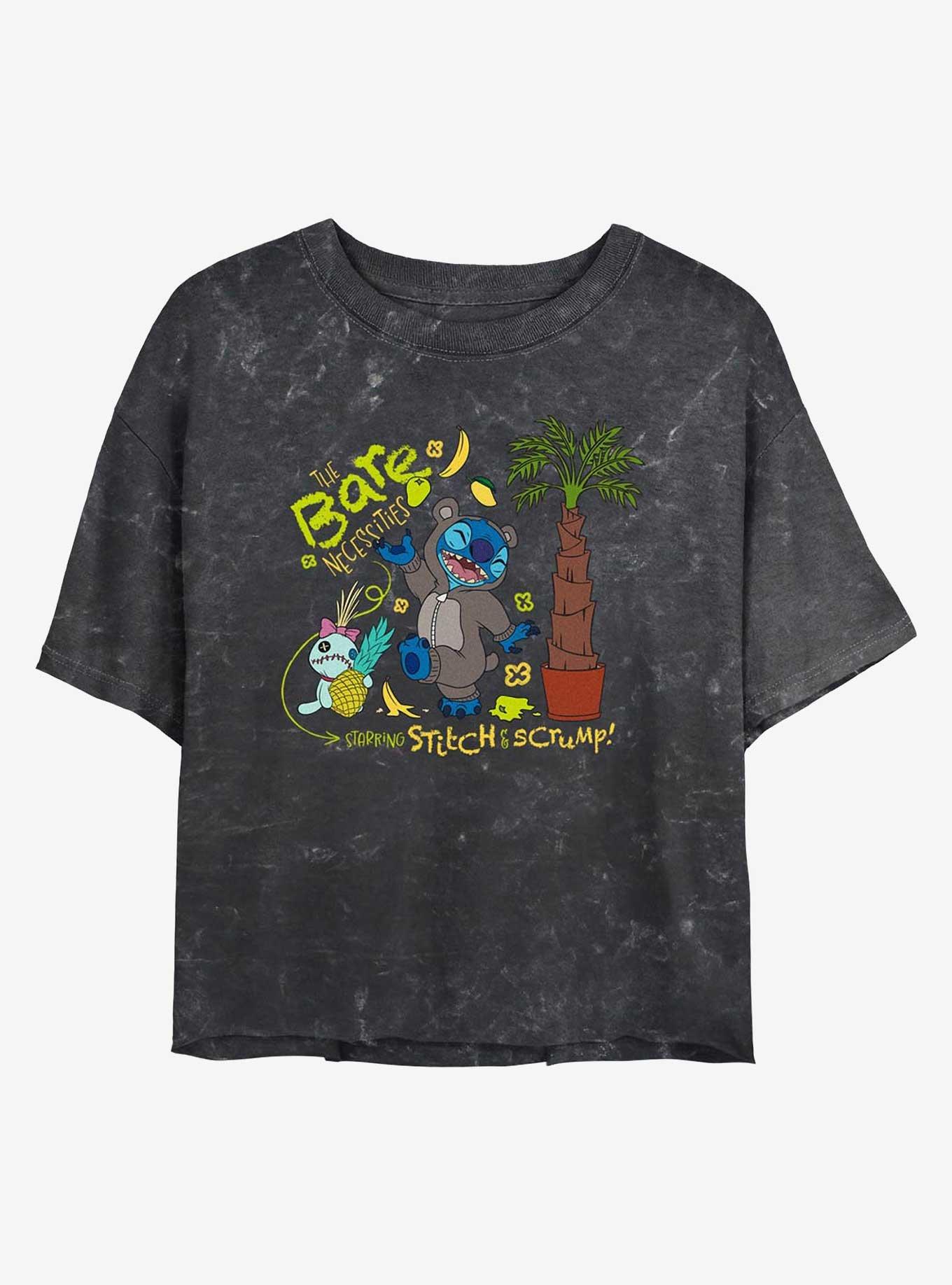 Disney Lilo & Stitch The Bare Necessities Girls Mineral Wash Crop T-Shirt, BLACK, hi-res