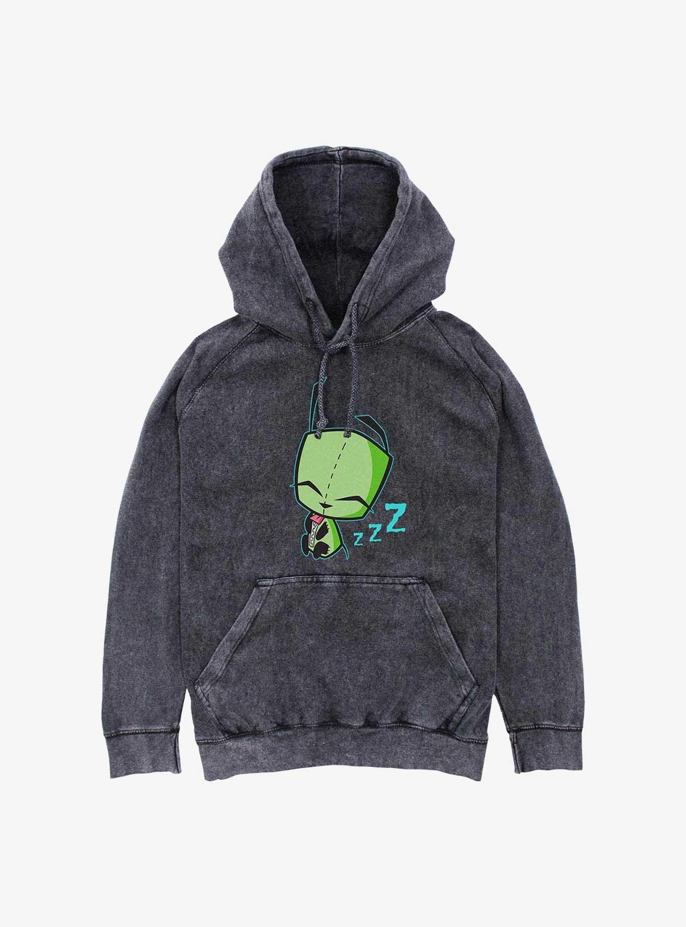 Invader ZIM Sleepy Gir Art Mineral Wash Hoodie, BLACK, hi-res
