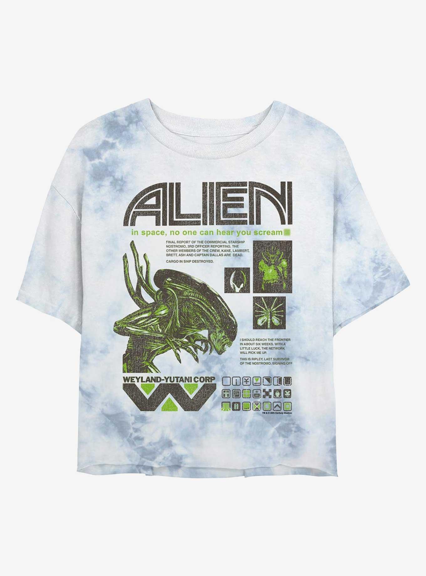 Alien Quotes Girls Tie-Dye Crop T-Shirt, WHITEBLUE, hi-res