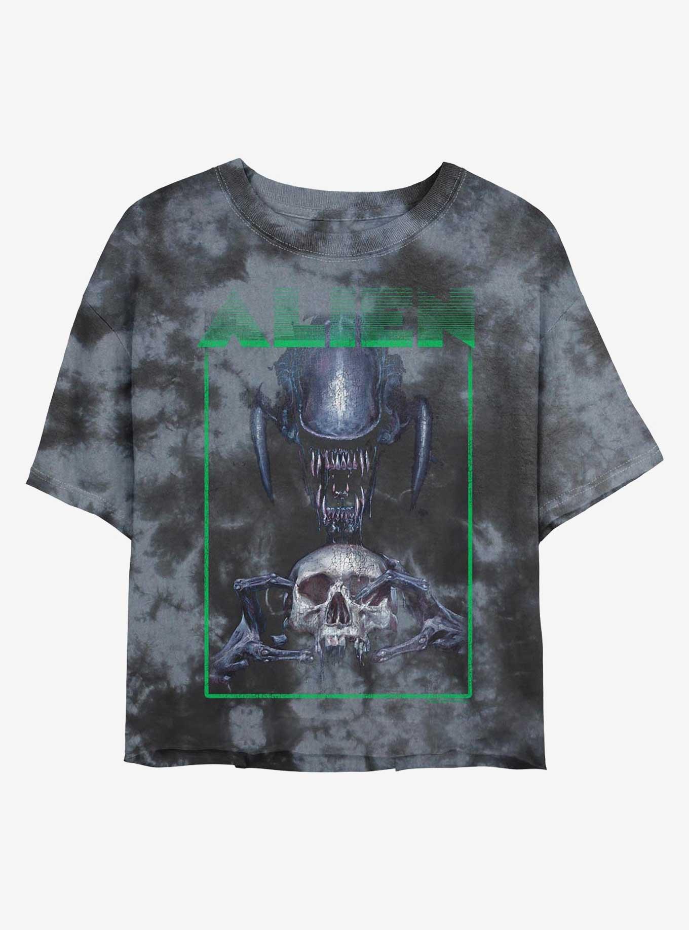 Alien Skull Girls Tie-Dye Crop T-Shirt, , hi-res