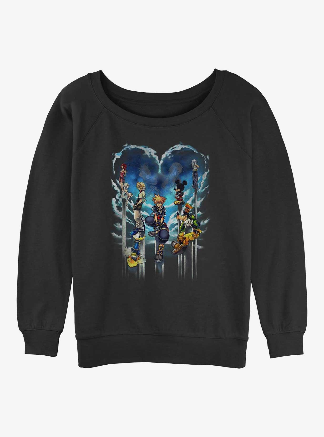Disney Kingdom Hearts Clouded Horizon Girls Slouchy Sweatshirt, BLACK, hi-res