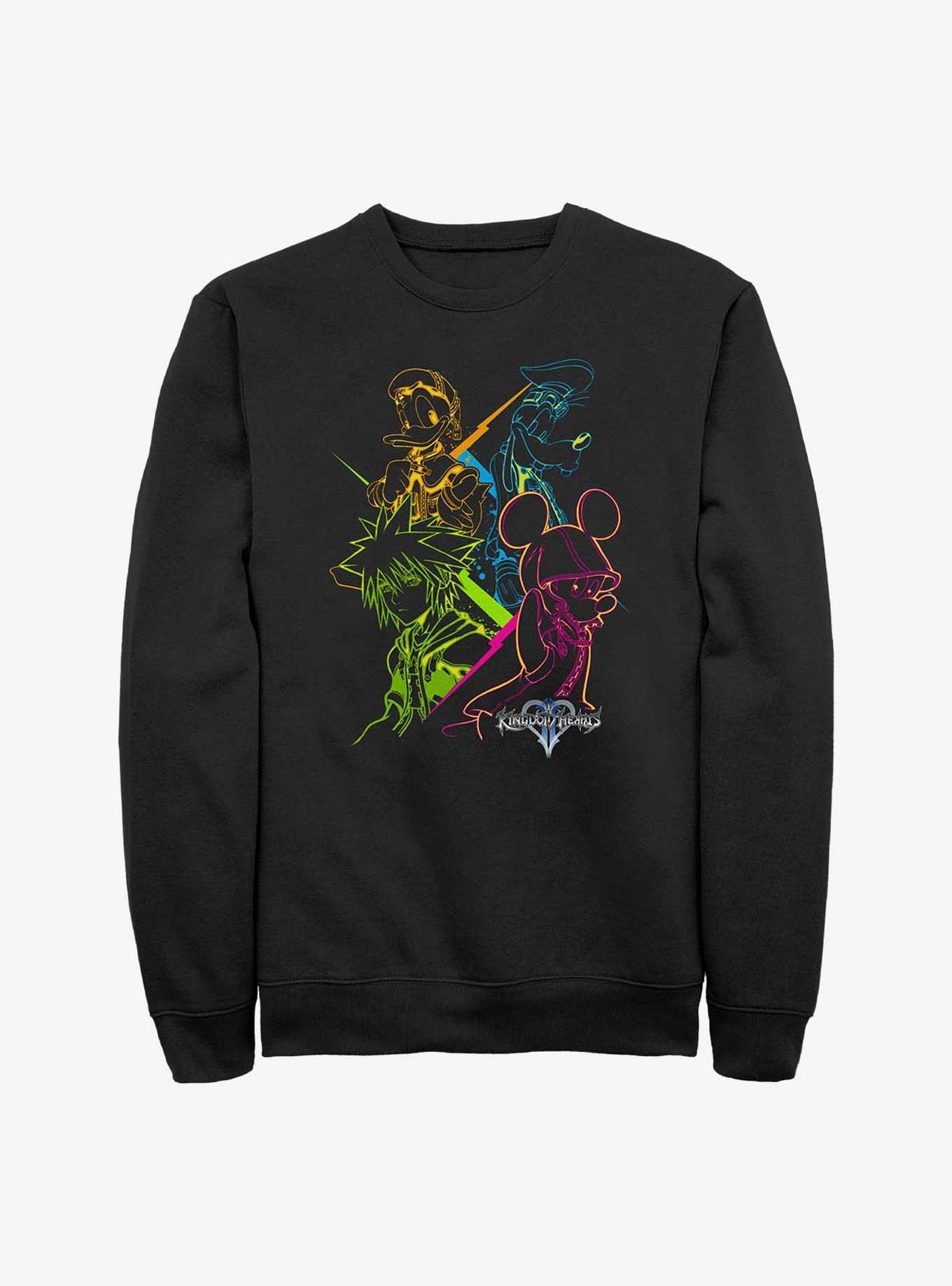 Disney Kingdom Hearts Kingdom Neon Color Sweatshirt, BLACK, hi-res