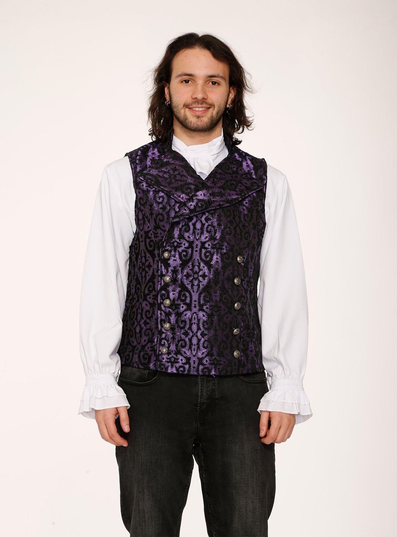 Purple Brocade Vest, , hi-res