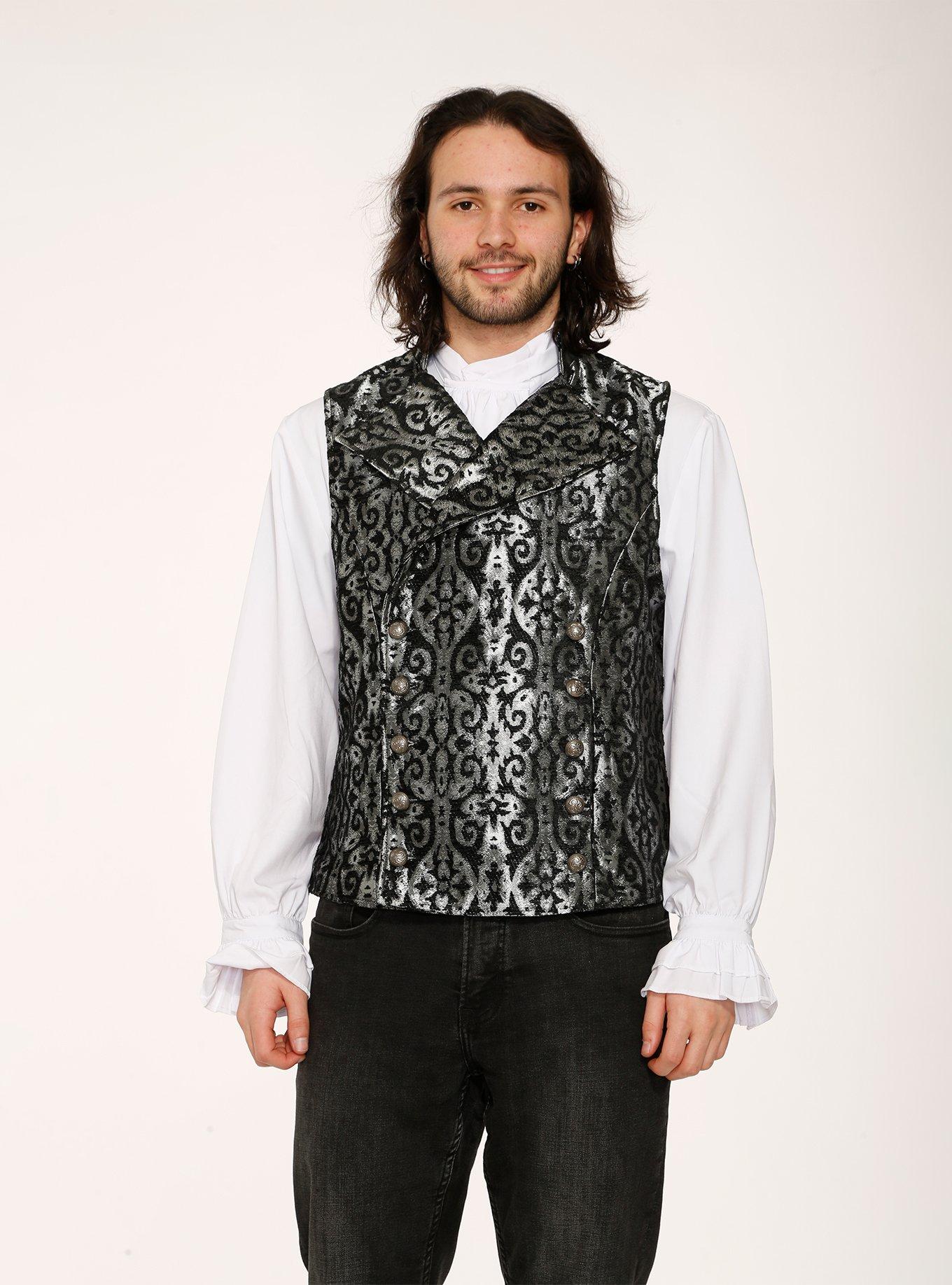 Silver Brocade Vest, , hi-res