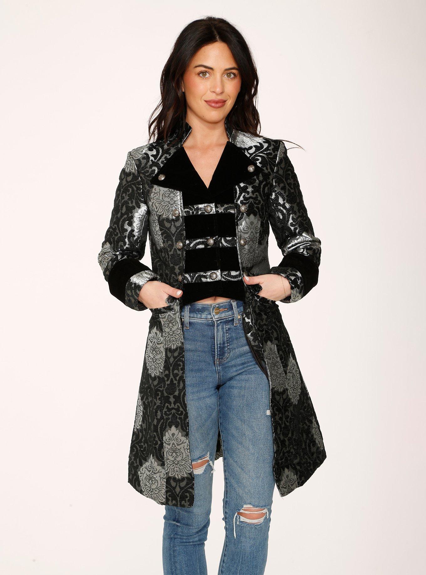 Silver Brocade Coat, SILVER, hi-res