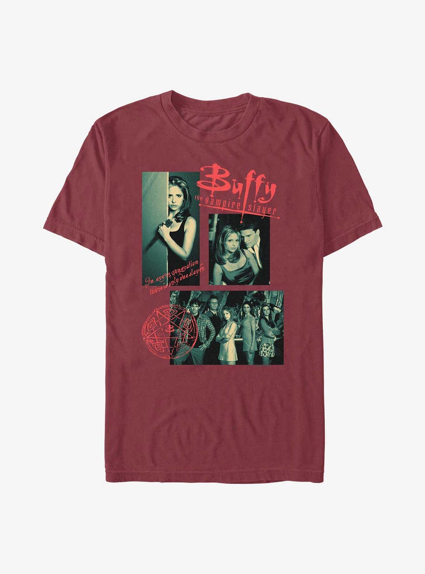 Buffy The Vampire Slayer Multi Image Garment Dye T-Shirt, BRICK, hi-res