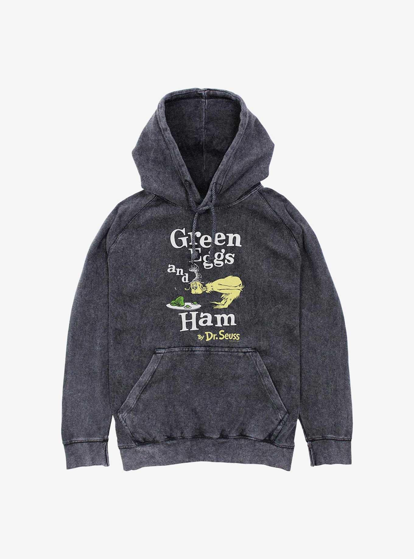 Dr. Seuss Green Eggs And Ham Mineral Wash Hoodie, BLACK, hi-res