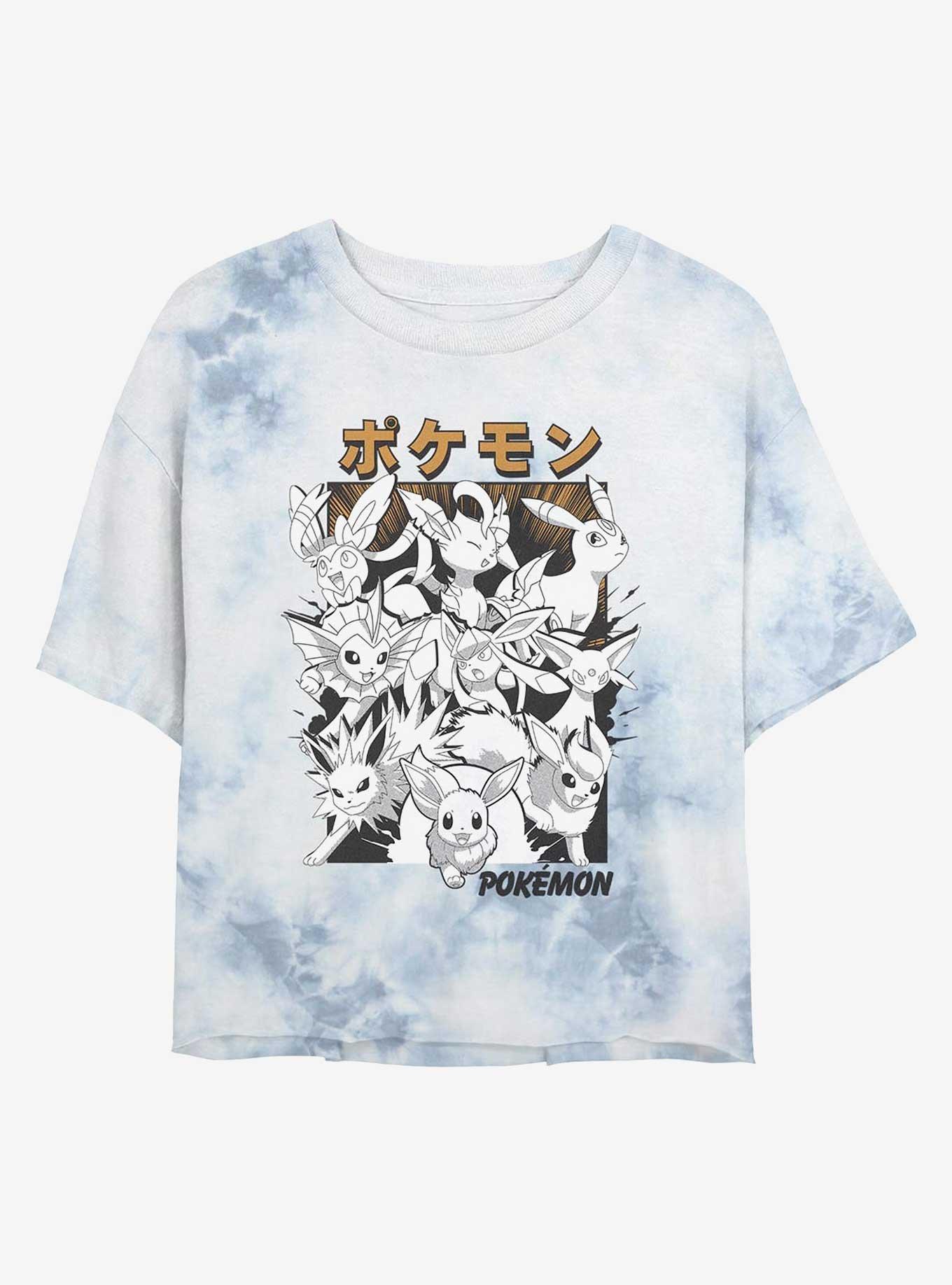 Pokemon Eevee Evolutions Poster Girls Tie-Dye Crop T-Shirt, WHITEBLUE, hi-res