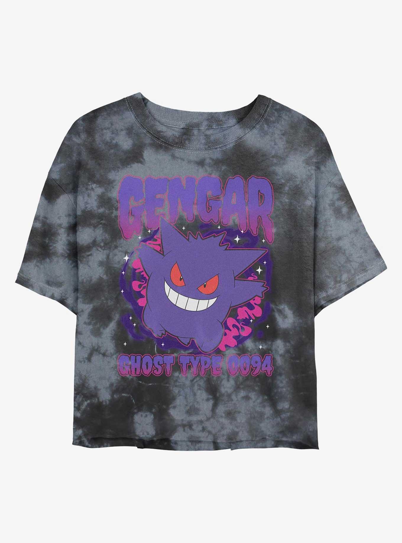 Pokemon Gengar Shadow Pokemon Girls Tie-Dye Crop T-Shirt