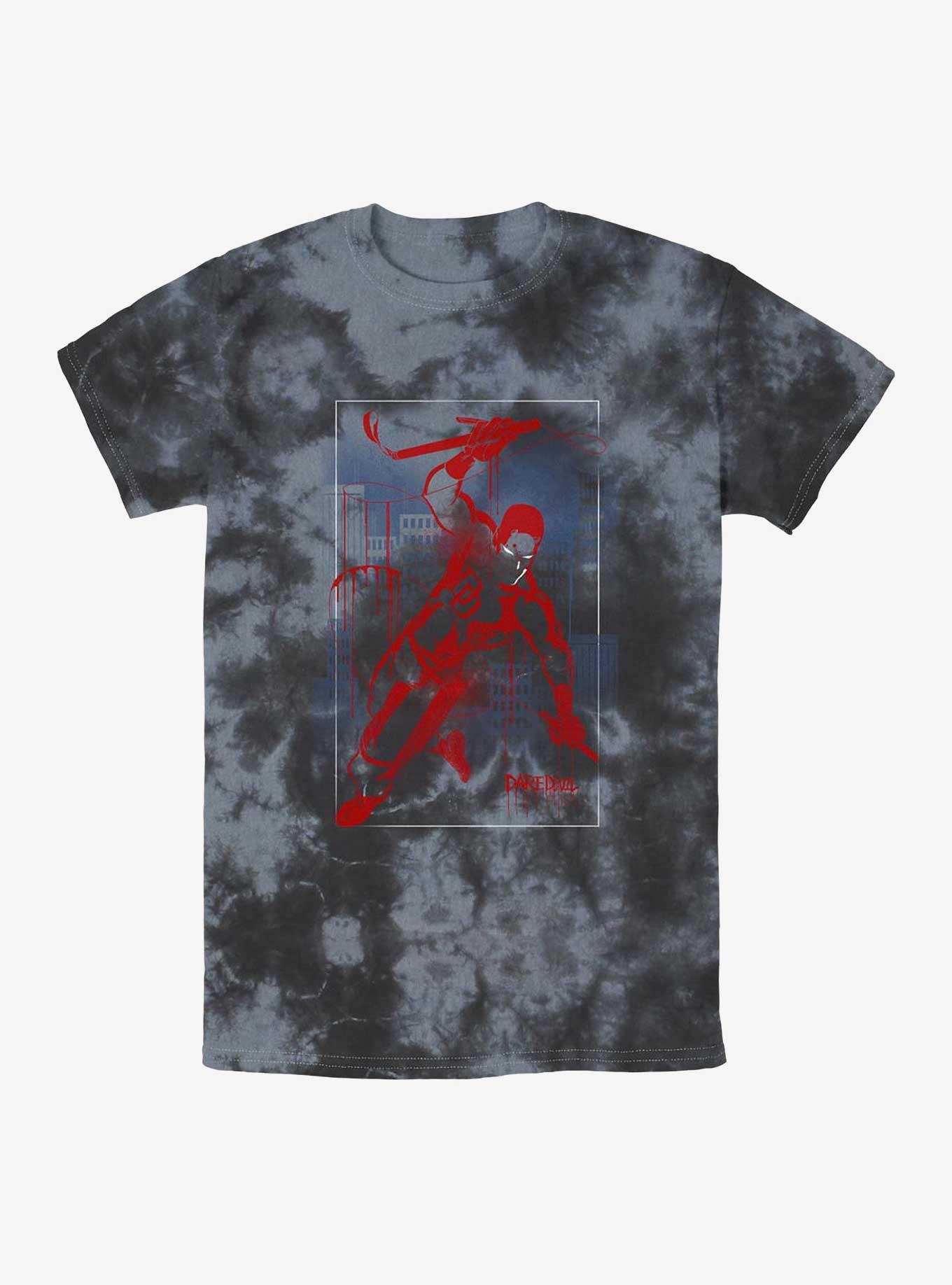 Marvel Daredevil Cityscape Graffiti Tie-Dye T-Shirt, BLKCHAR, hi-res