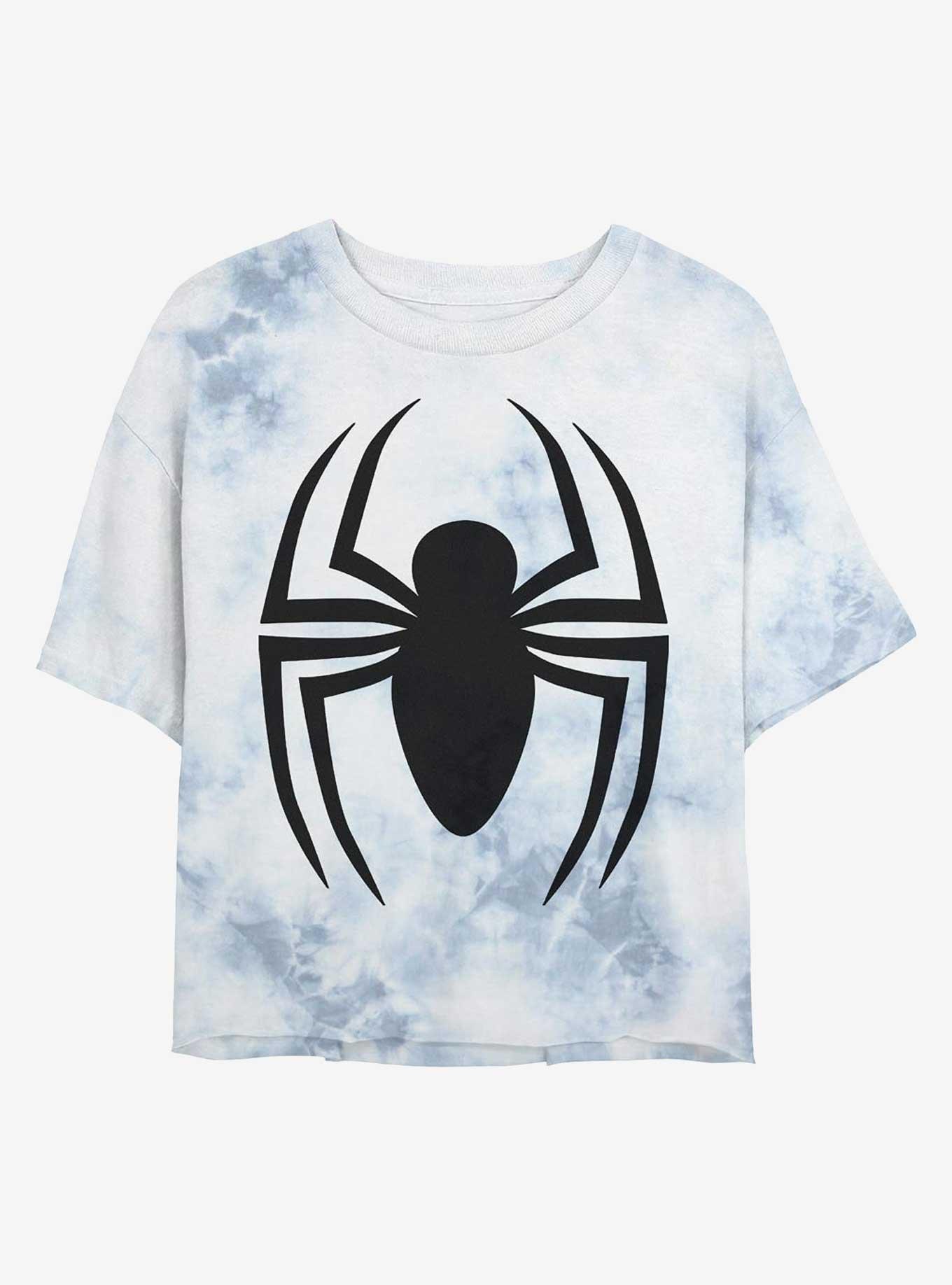 Marvel Spider-Man Ultimate Logo Girls Tie-Dye Crop T-Shirt, WHITEBLUE, hi-res
