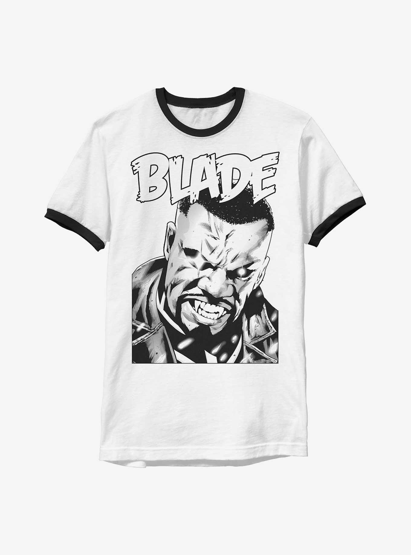 Marvel Blade Vampire Hunter Portrait Ringer T-Shirt, WHTBLK, hi-res