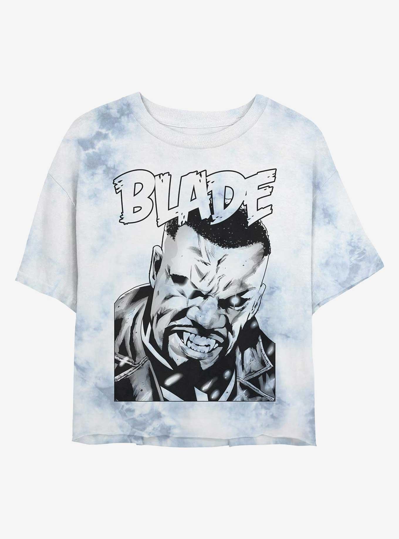 Marvel Blade Vampire Hunter Portrait Girls Tie-Dye Crop T-Shirt, WHITEBLUE, hi-res
