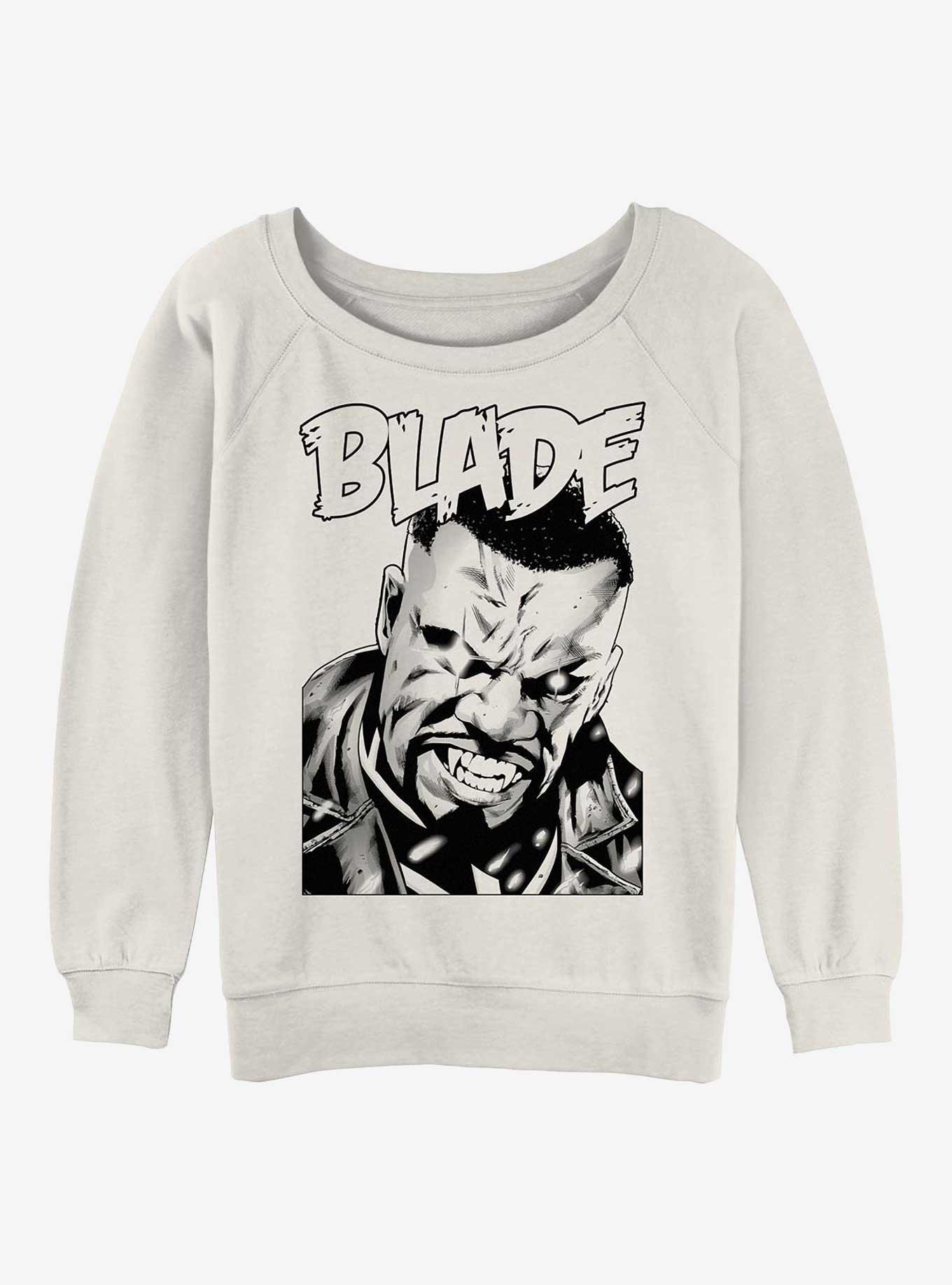 Marvel Blade Vampire Hunter Portrait Girls Slouchy Sweatshirt, EGRET, hi-res
