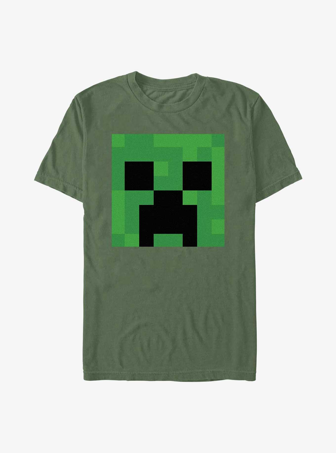 Minecraft Creeper Big Face Garment Dye T-Shirt, MOSS, hi-res