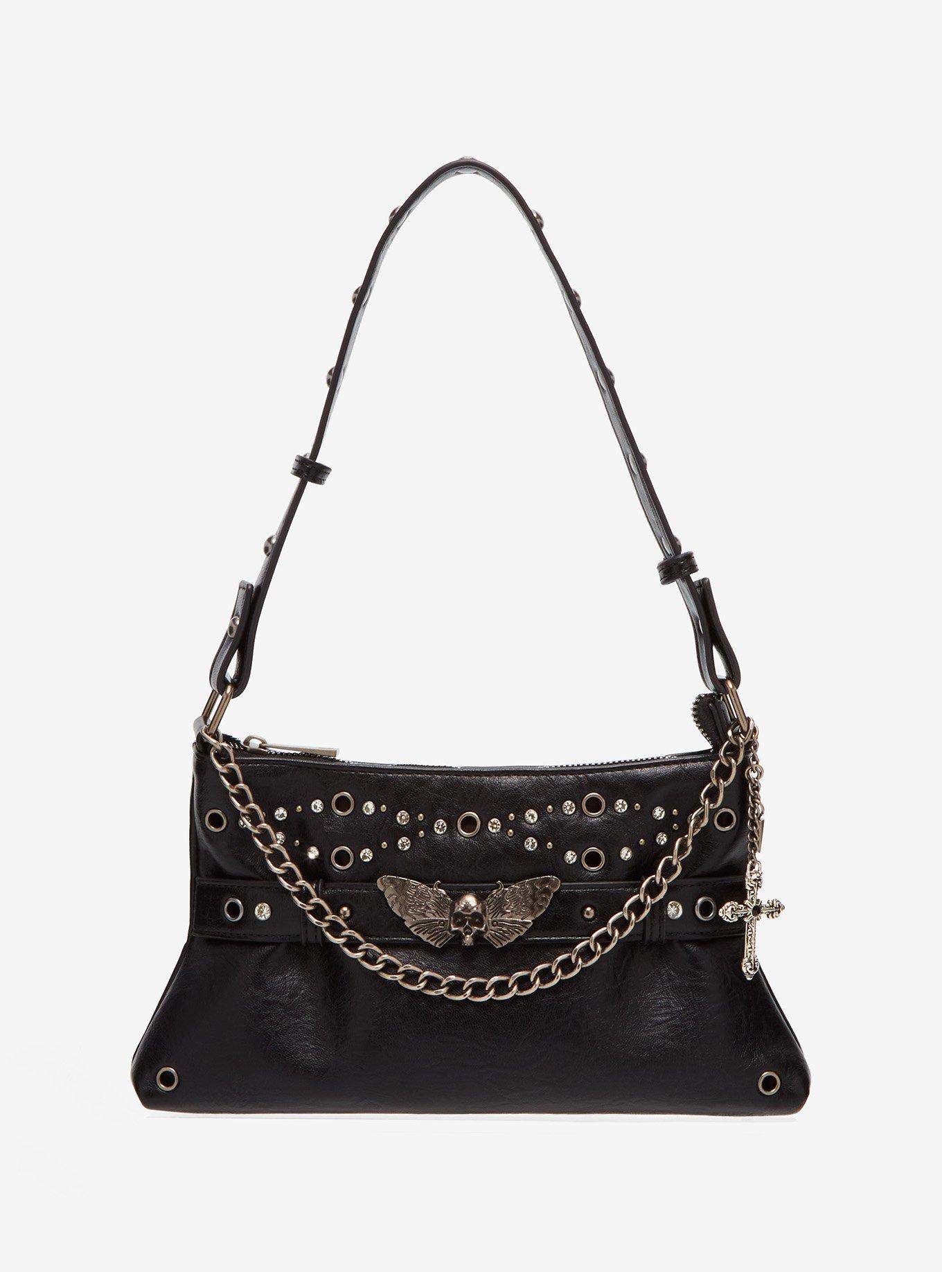 Death Moth Chain Charm Slouch Shoulder Bag, , hi-res