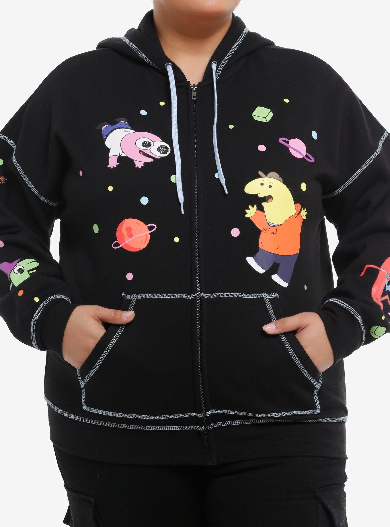 Smiling Friends Character Girls Oversized Hoodie Plus Size, , hi-res