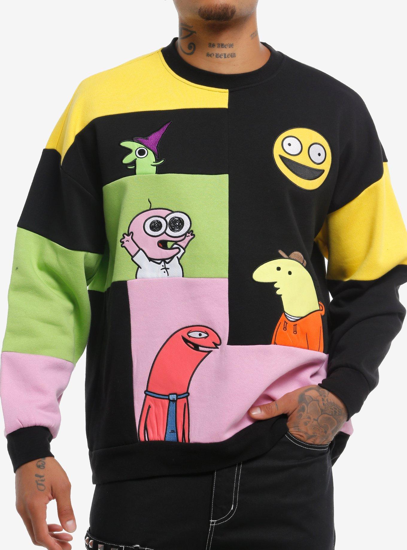 Smiling Friends Character Color-Block Sweater, , hi-res