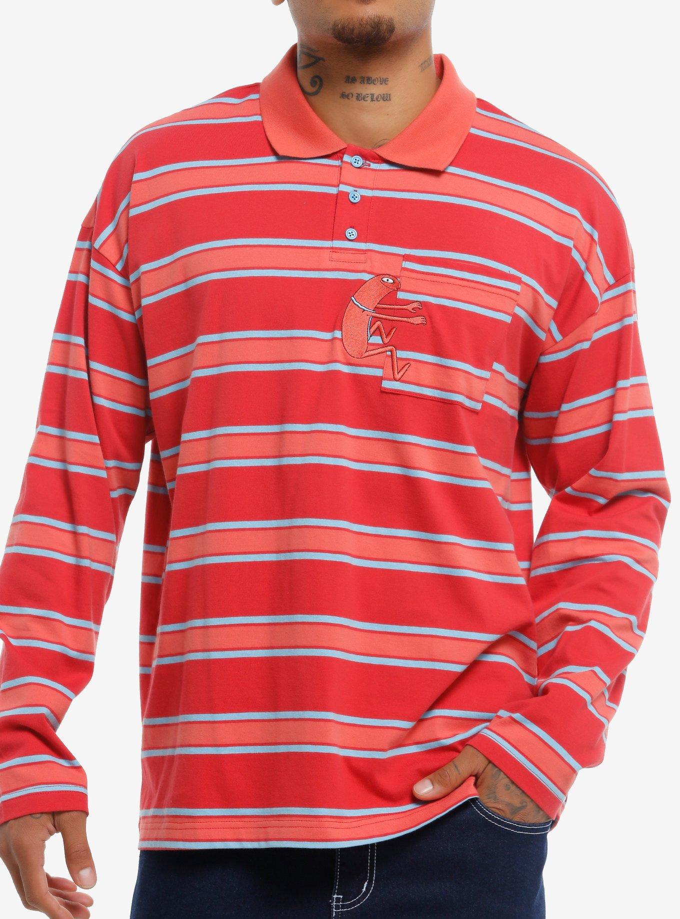 Smiling Friends Allan Stripe Long-Sleeve Polo Shirt, , hi-res
