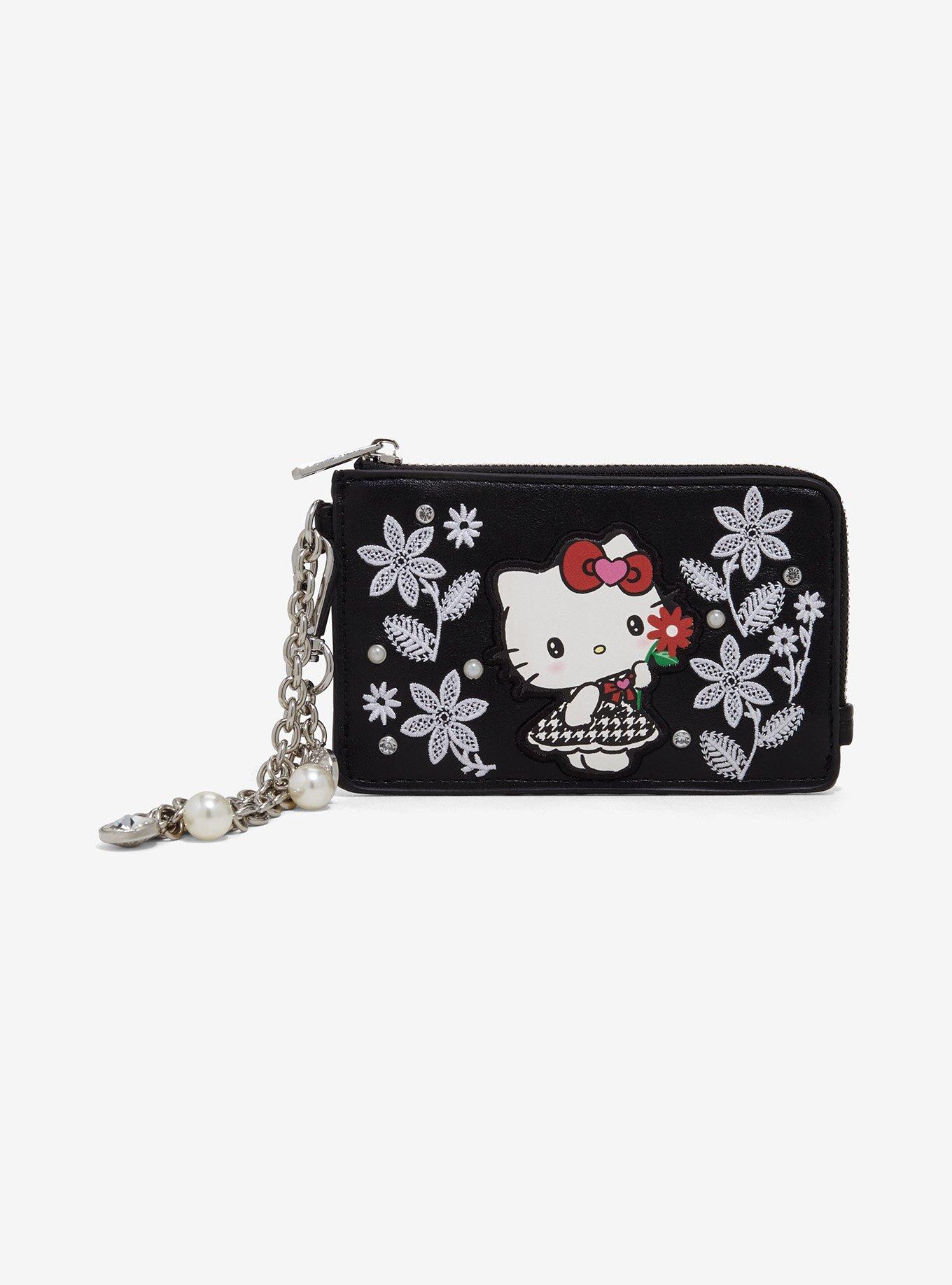 Sanrio Hello Kitty Houndstooth Floral Cardholder with Wristlet