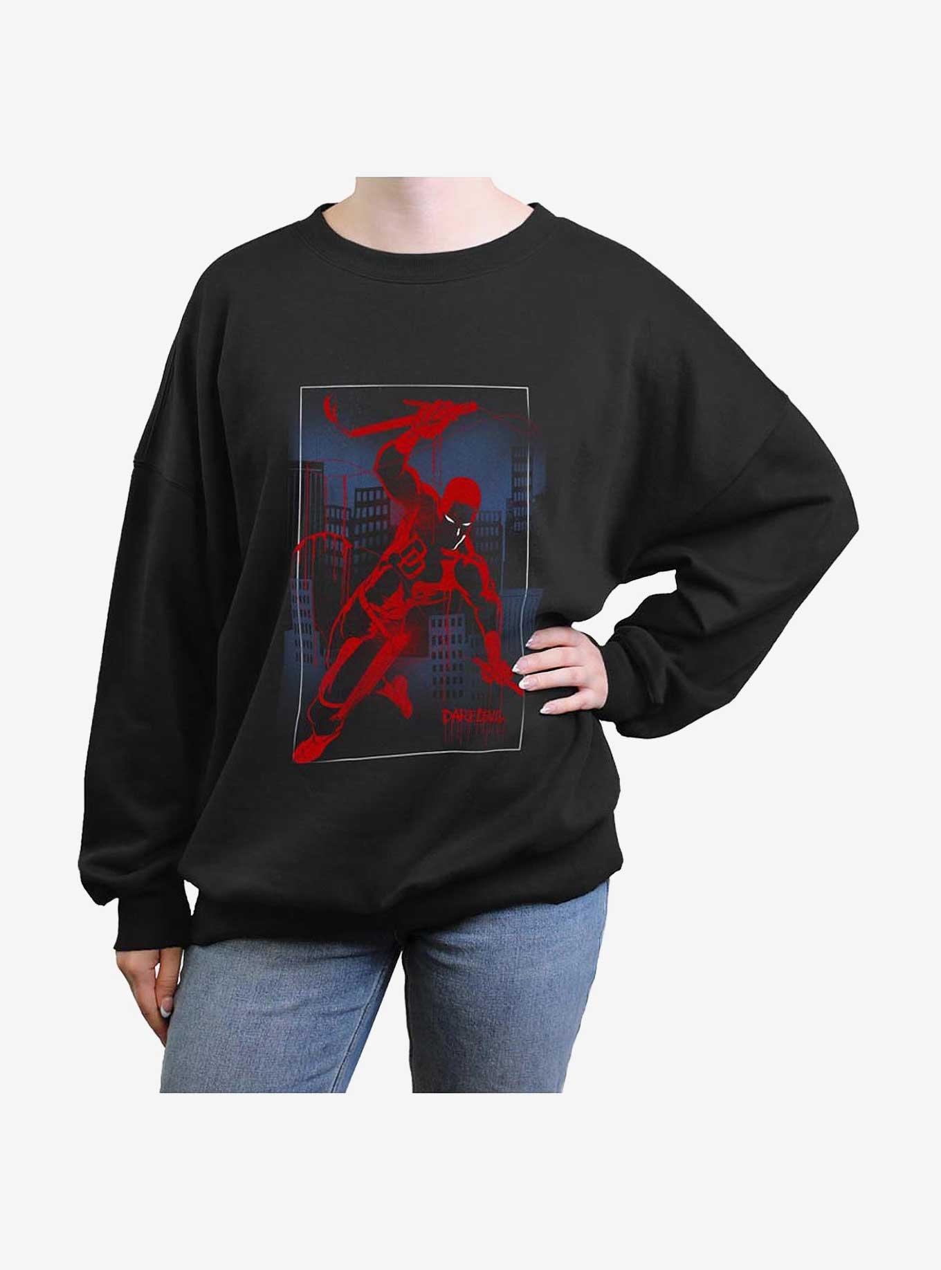 Marvel Daredevil Cityscape Graffiti Girls Oversized Sweatshirt