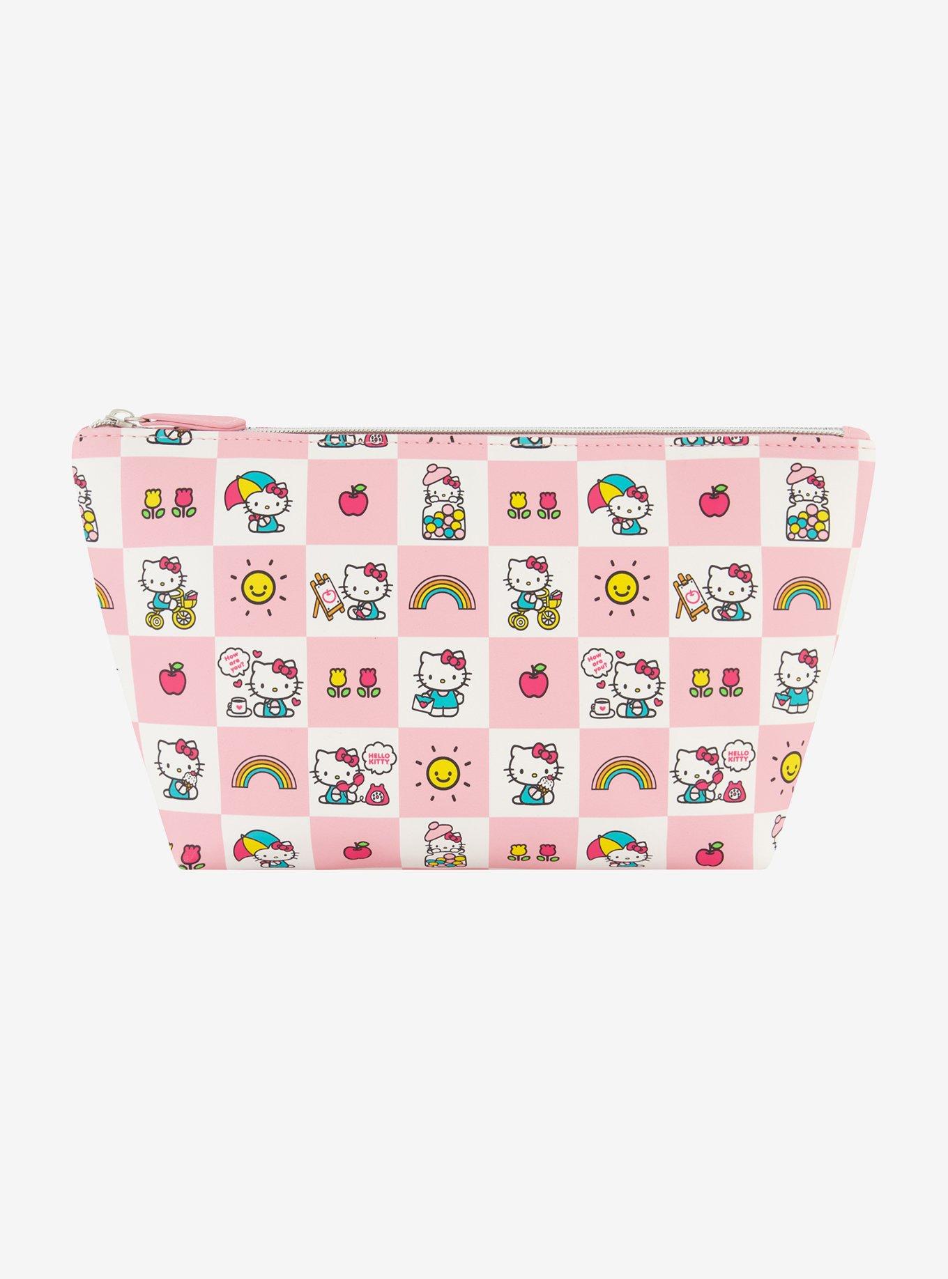 Hello Kitty Checkered Pastel Cosmetic Travel Bag, , hi-res