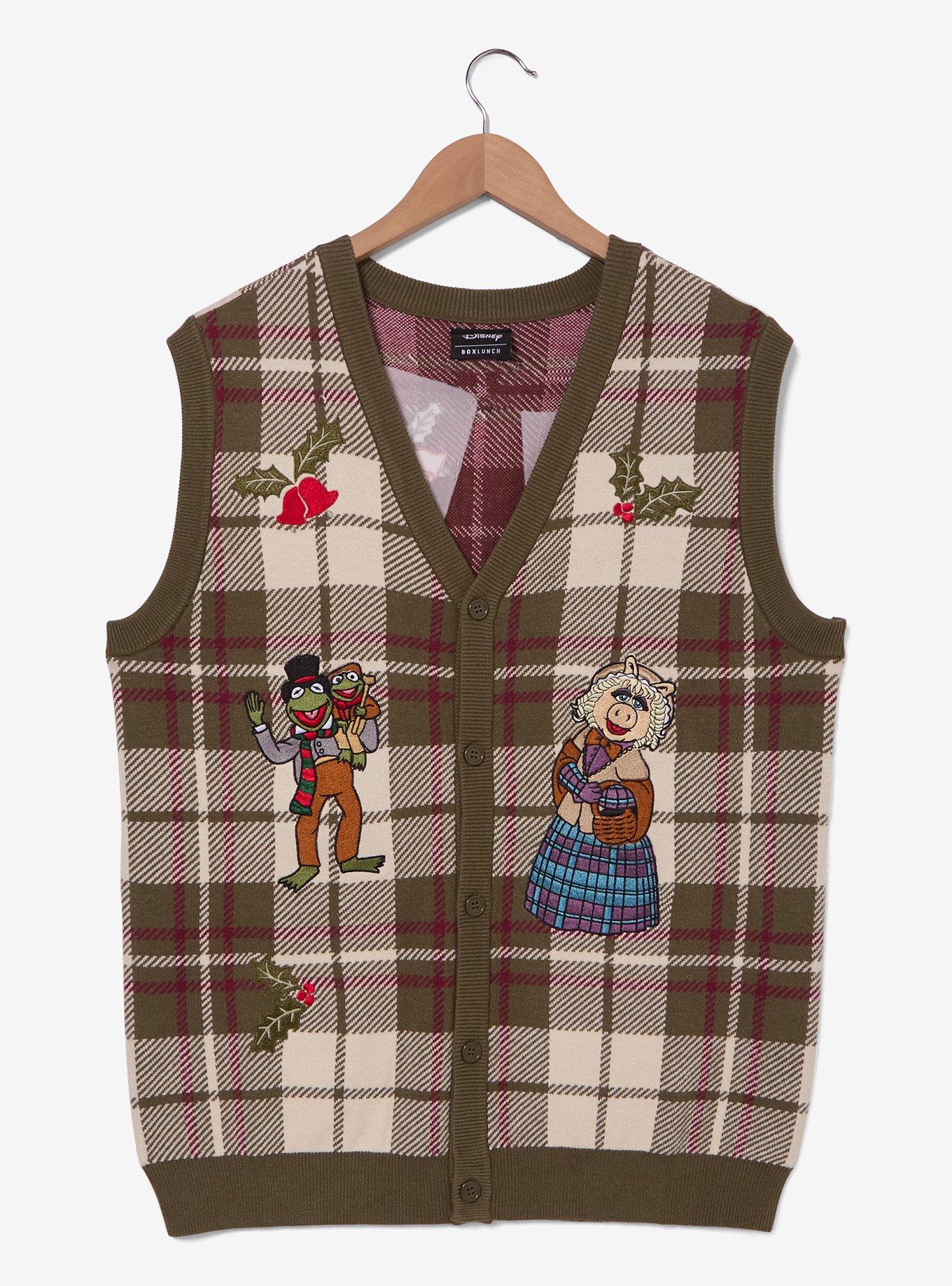 The Muppets Christmas Carol Embroidered Plaid Sweater Vest