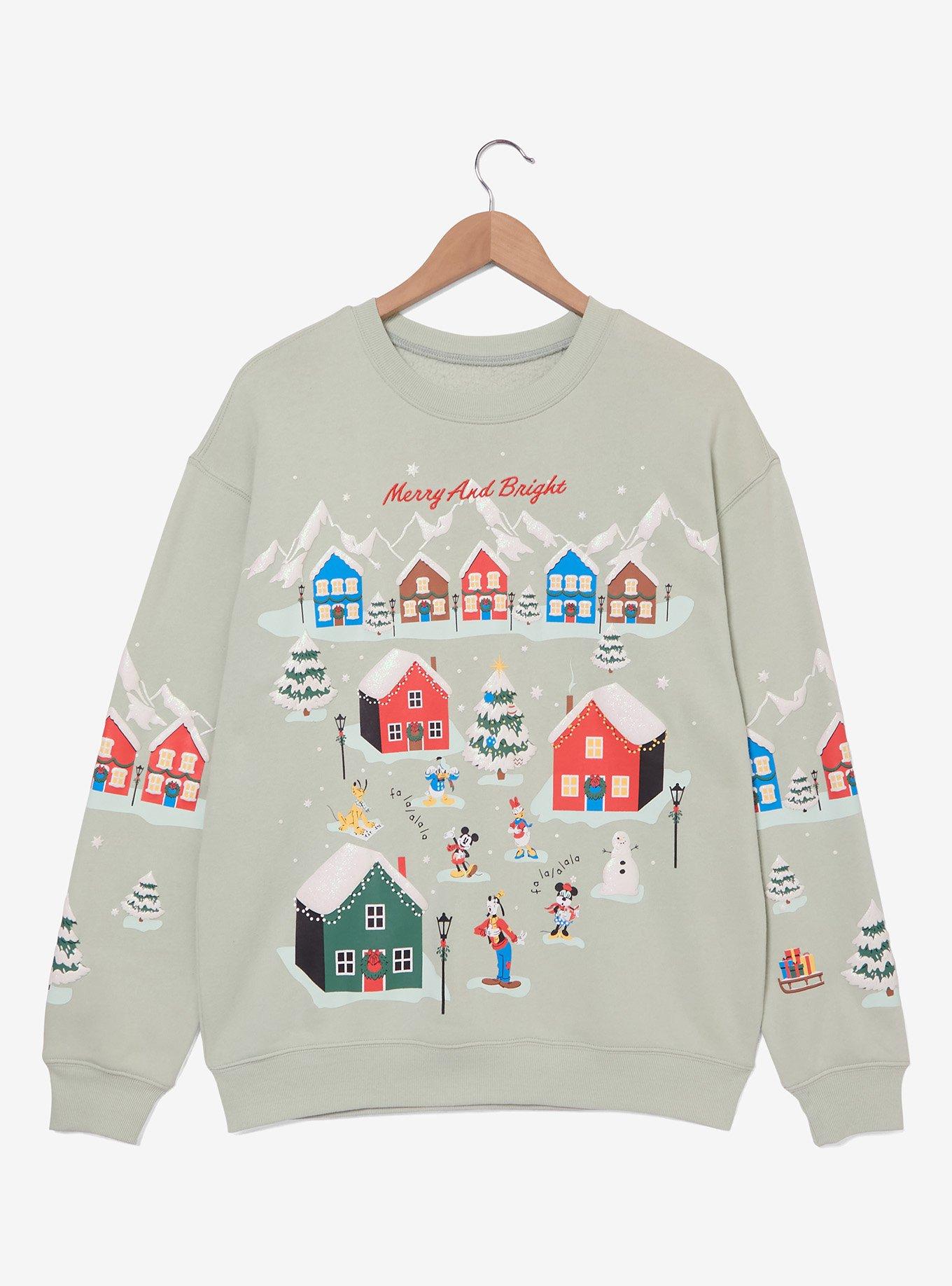 Disney Mickey & Friends Holiday Scene Women's Crewneck - BoxLunch Exclusive, , hi-res