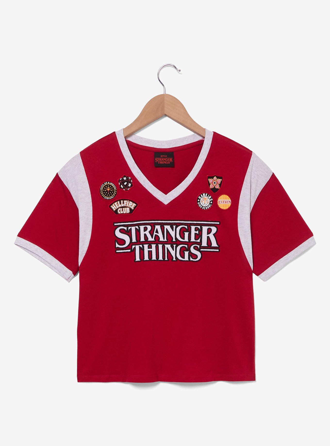 Stranger Things Patches Women's Cropped T-Shirt - BoxLunch Exclusive, , hi-res