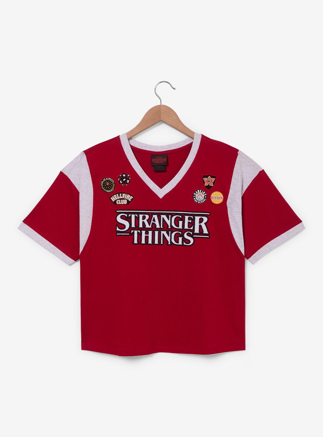 Stranger Things Patches Women's Plus Size Cropped T-Shirt - BoxLunch Exclusive, , hi-res